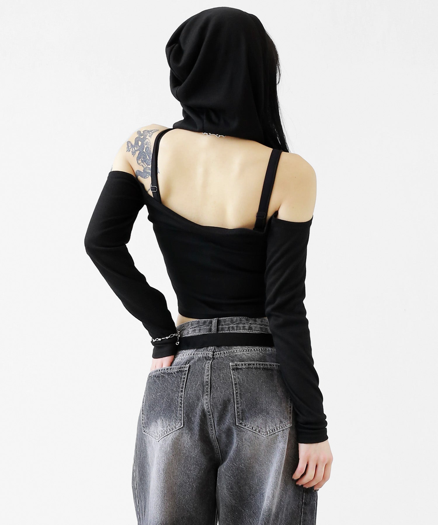 Hooded Halter Cutout Crop Top