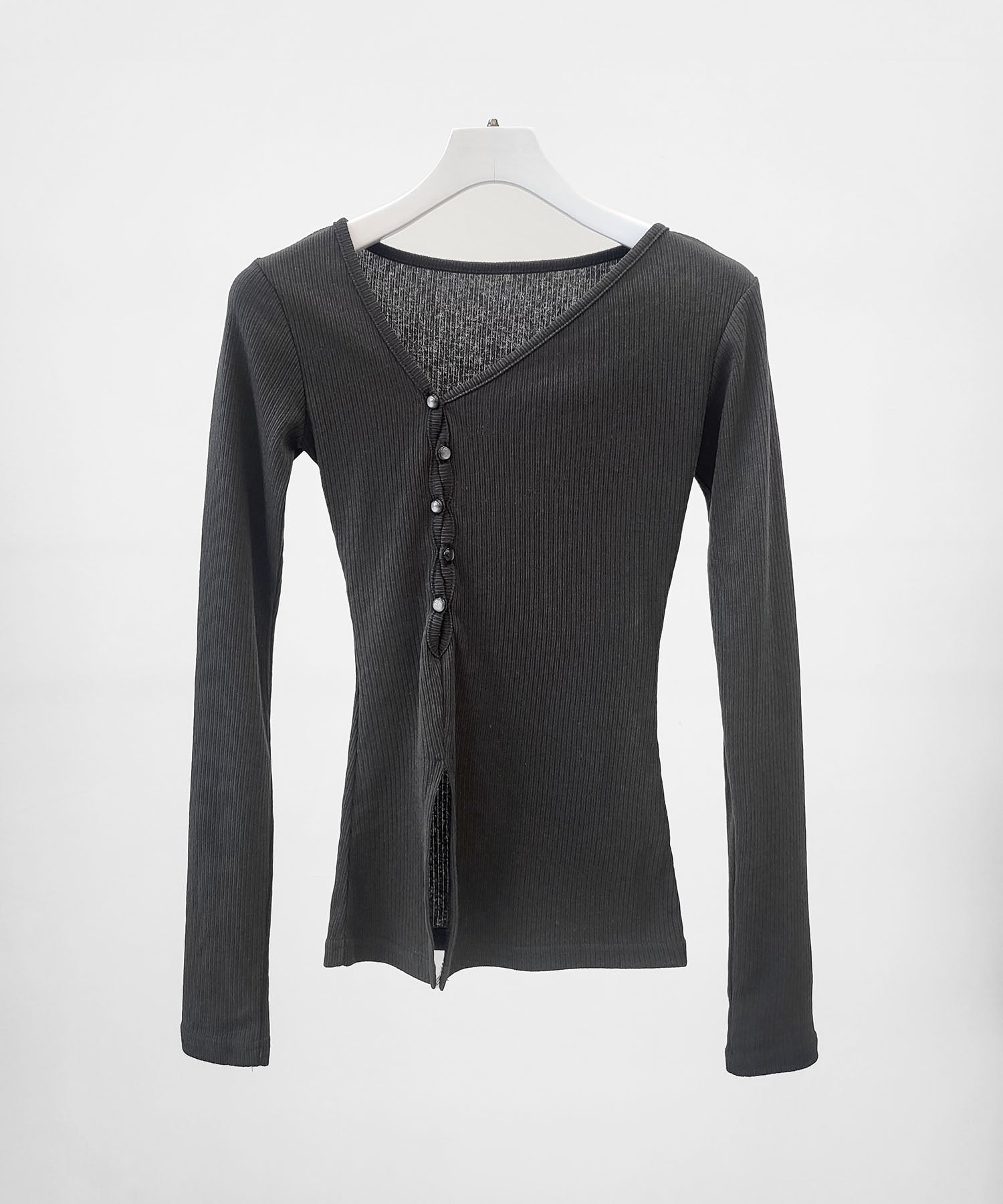 Asymmetric V-Neck Long Sleeve Top