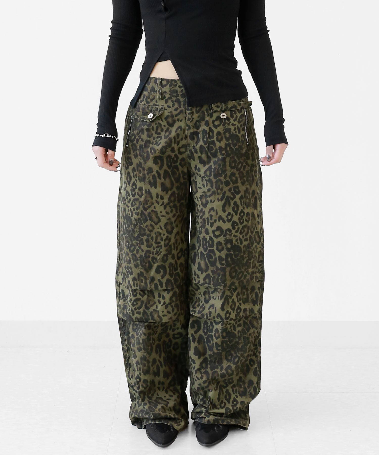 Leopard Print Wide-Leg Pants