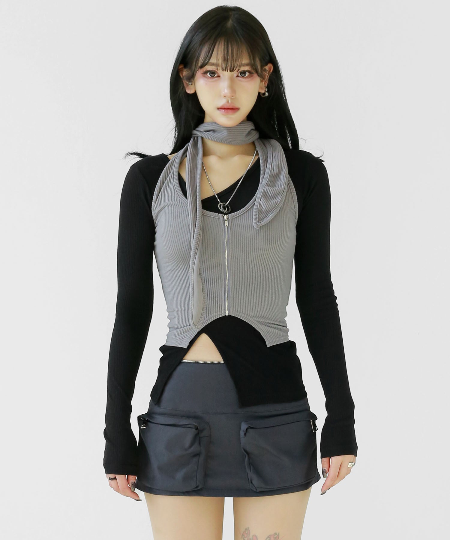 Zip-Up Halter Neck Top