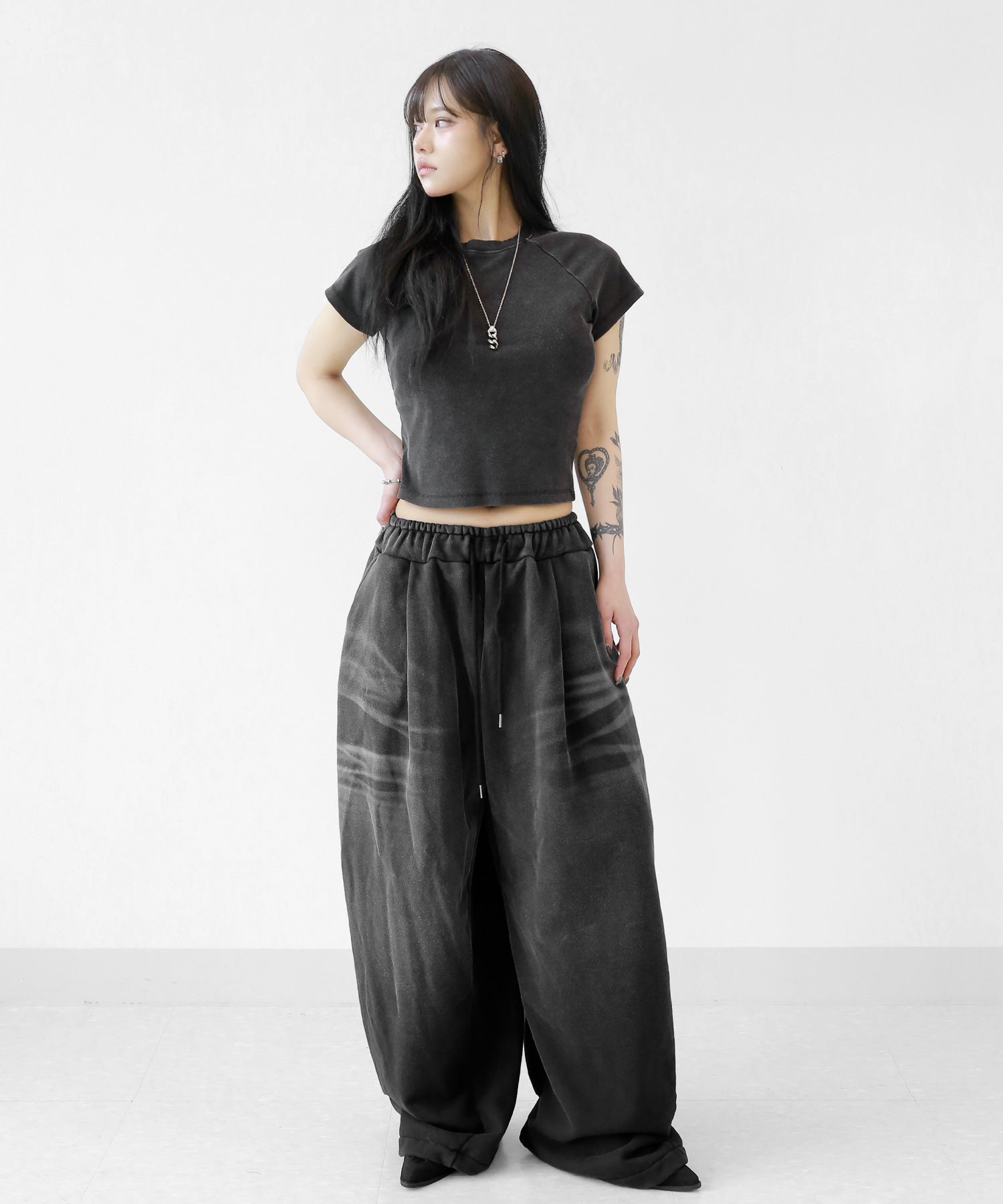 minsobi Washed Wide Sweatpants (Set-Up Available)