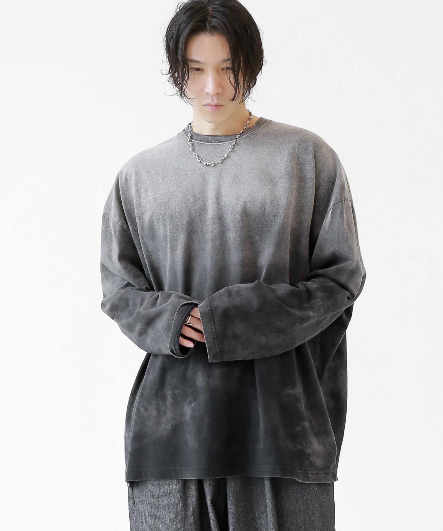 Gradient Wash Oversized Long Sleeve Tee