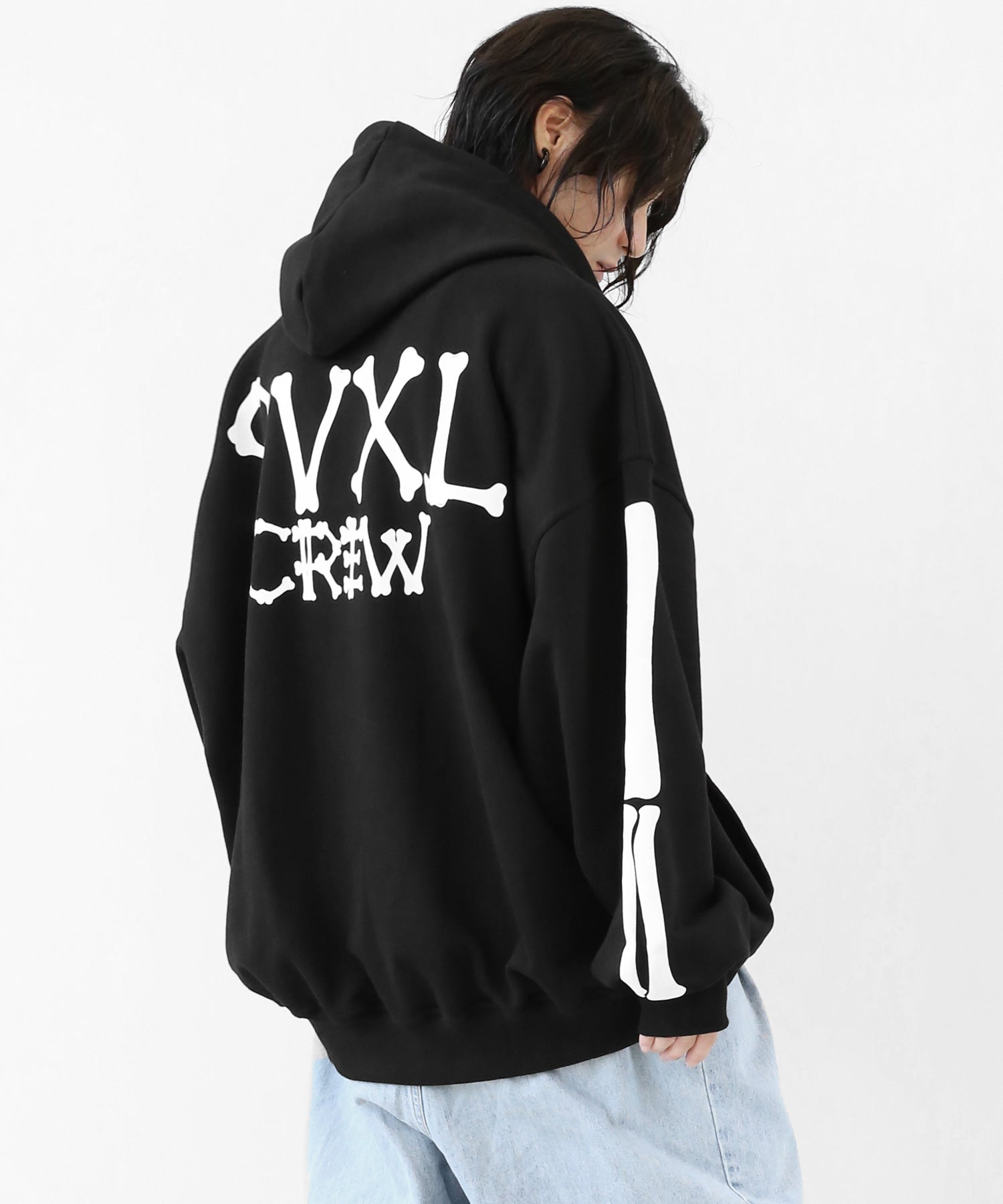 minsobi/Big silhouette graffiti sweatshirt/FREE/BLK 【公式通販】
