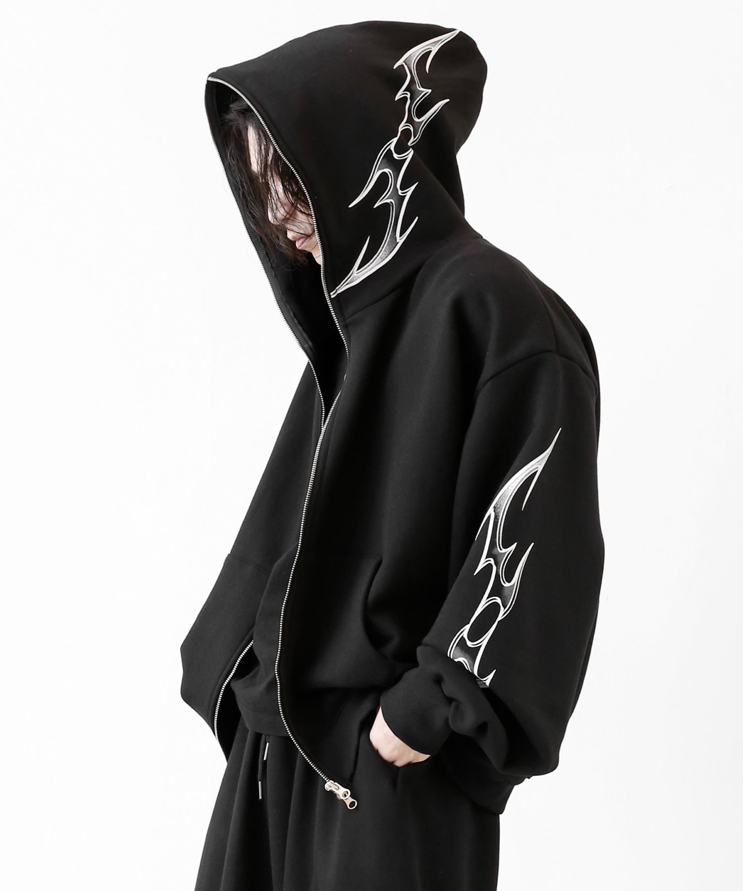 Tribal Graphic Zip-Up Hoodie (Set-Up Available)