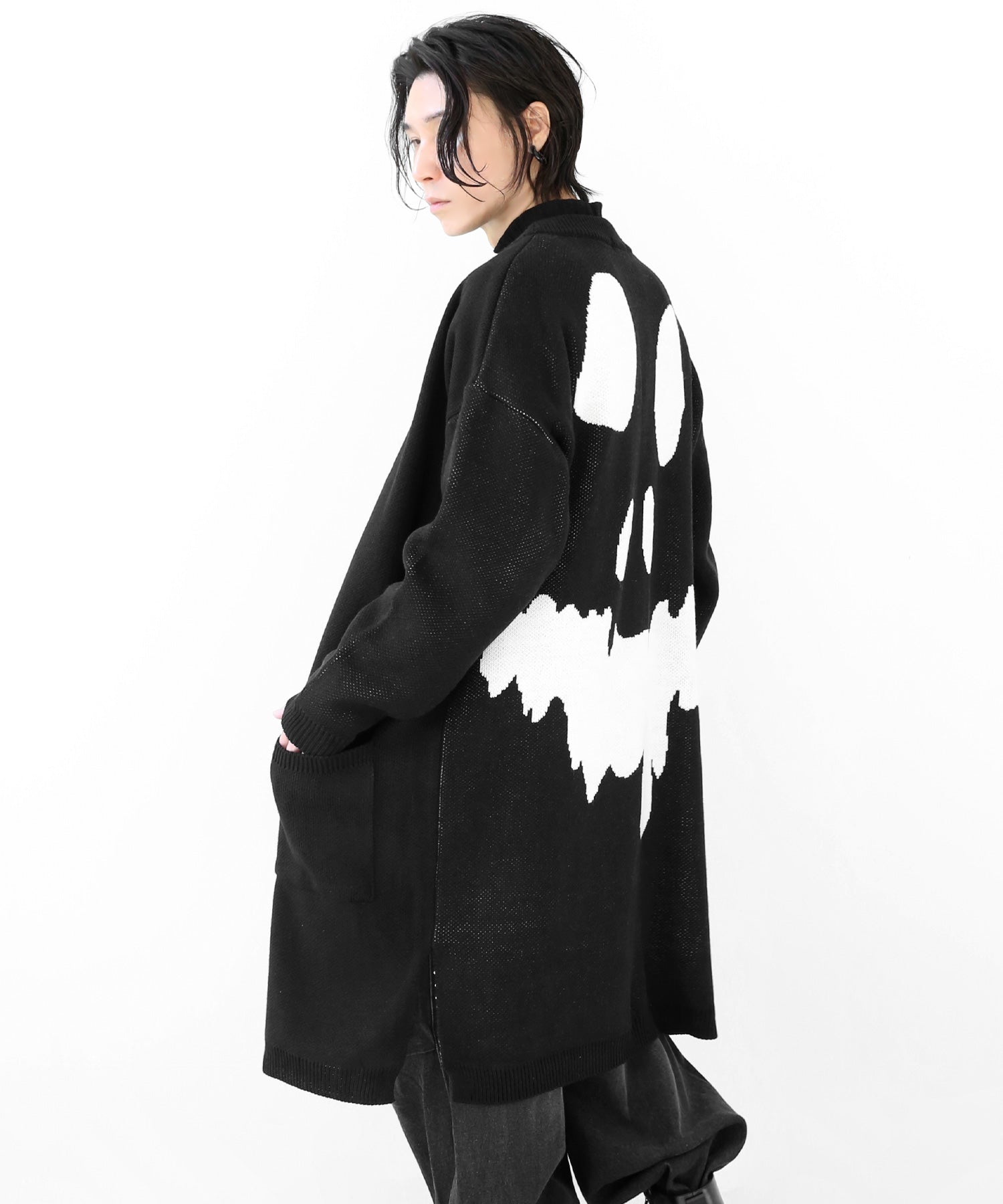 Skull Graffiti Long Cardigan