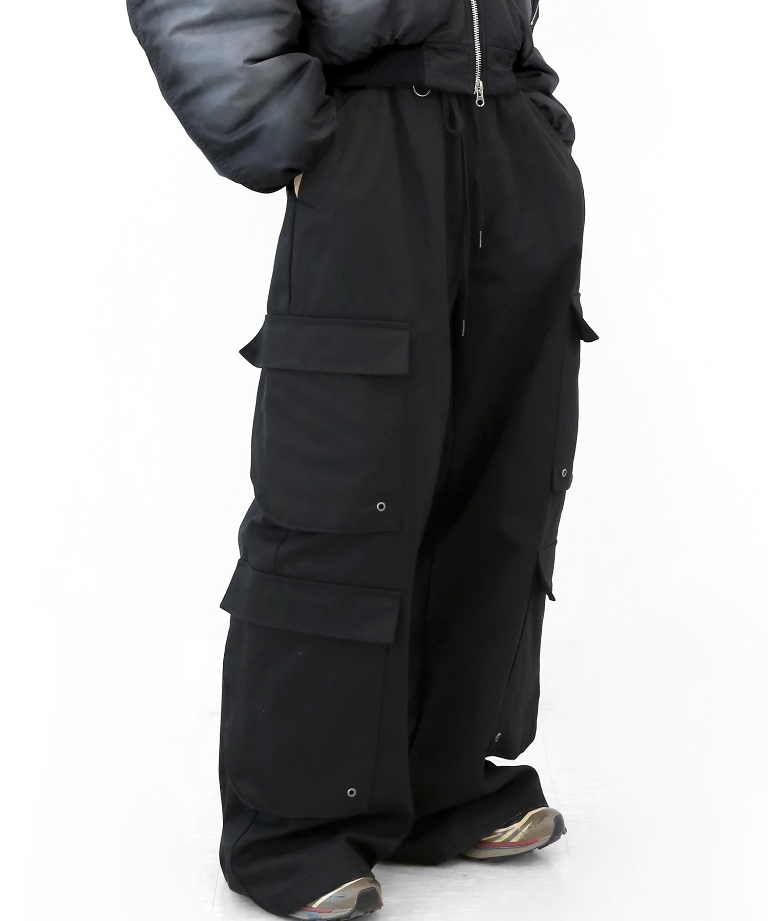 Hem-Snap Adjustable Big Cargo Wide Pants