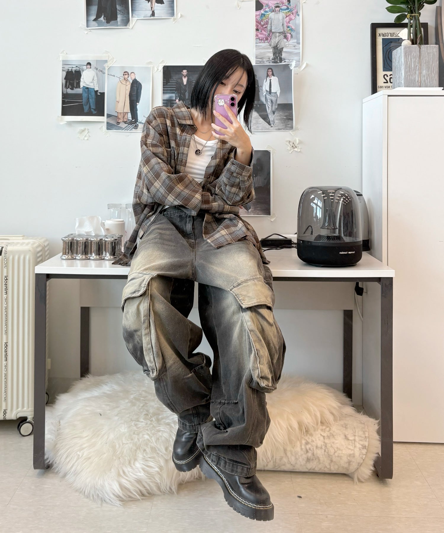 [Premium Edition] Bleach Gradient Cargo Wide Pants