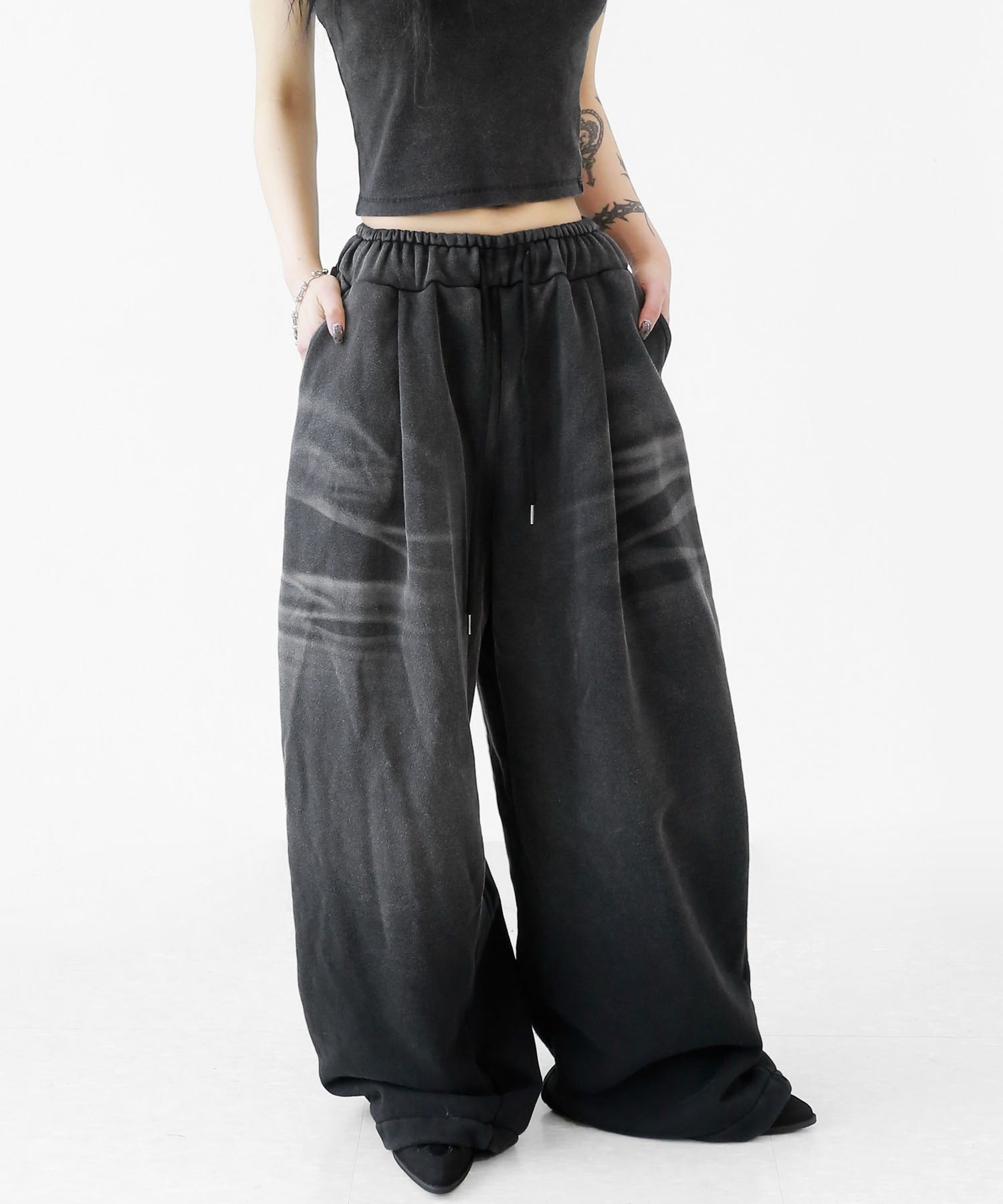 minsobi Washed Wide Sweatpants (Set-Up Available)