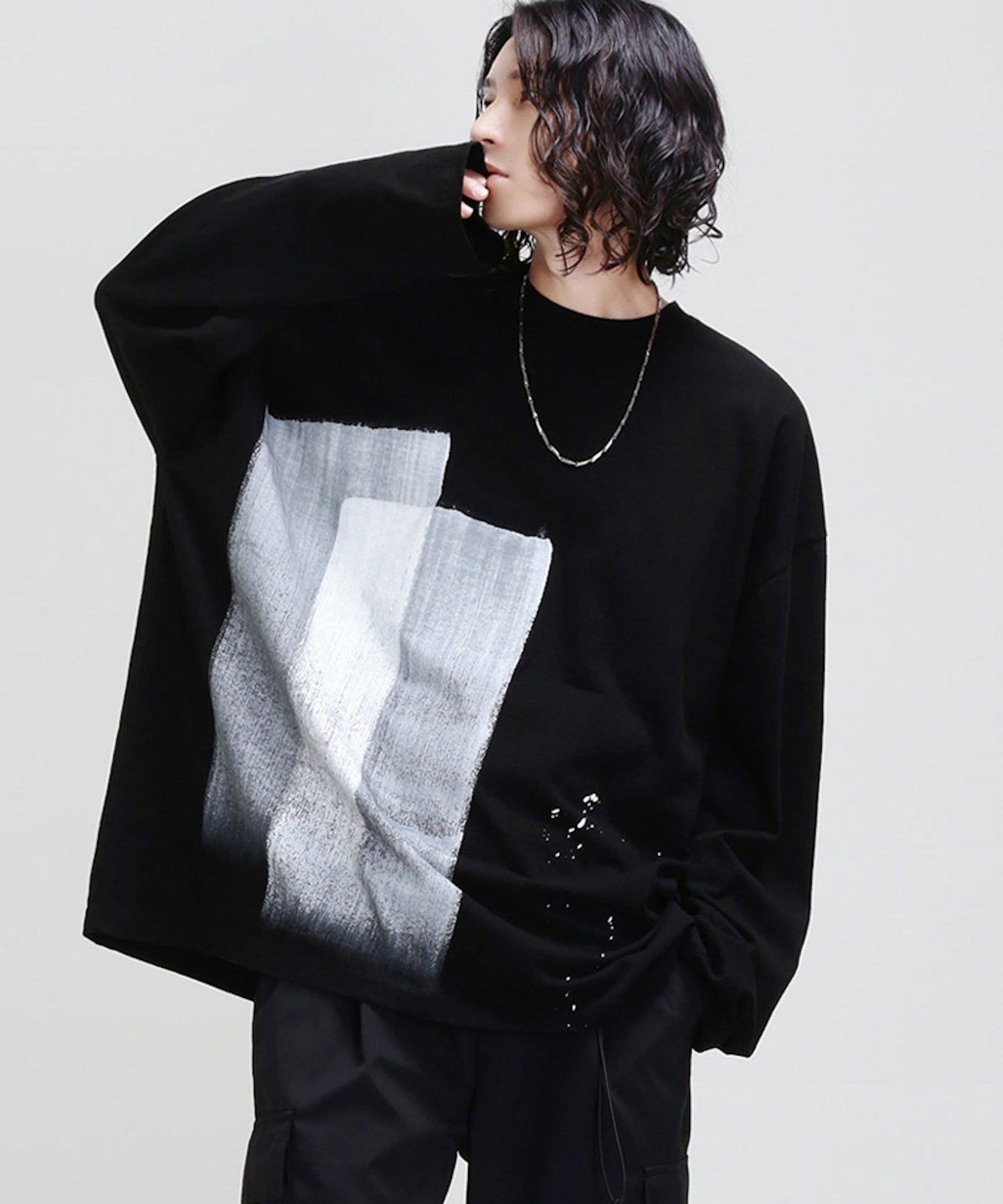 Hand-Painted Oversized Long Sleeve T-Shirt
