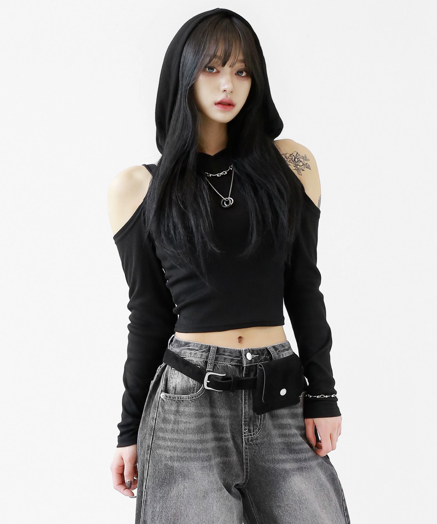 Hooded Halter Cutout Crop Top