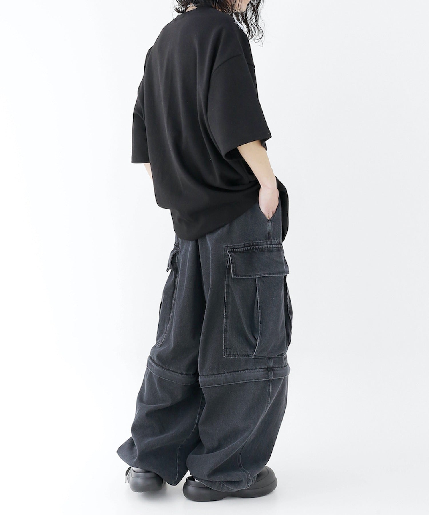 Denim Wide Cargo Pants