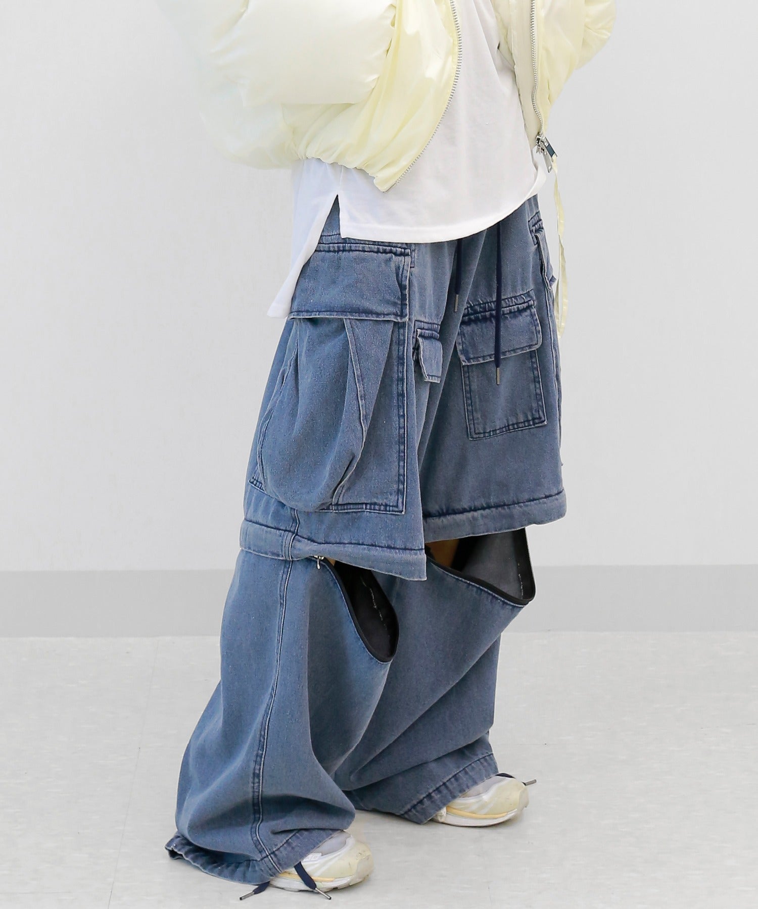 Denim Wide Cargo Pants