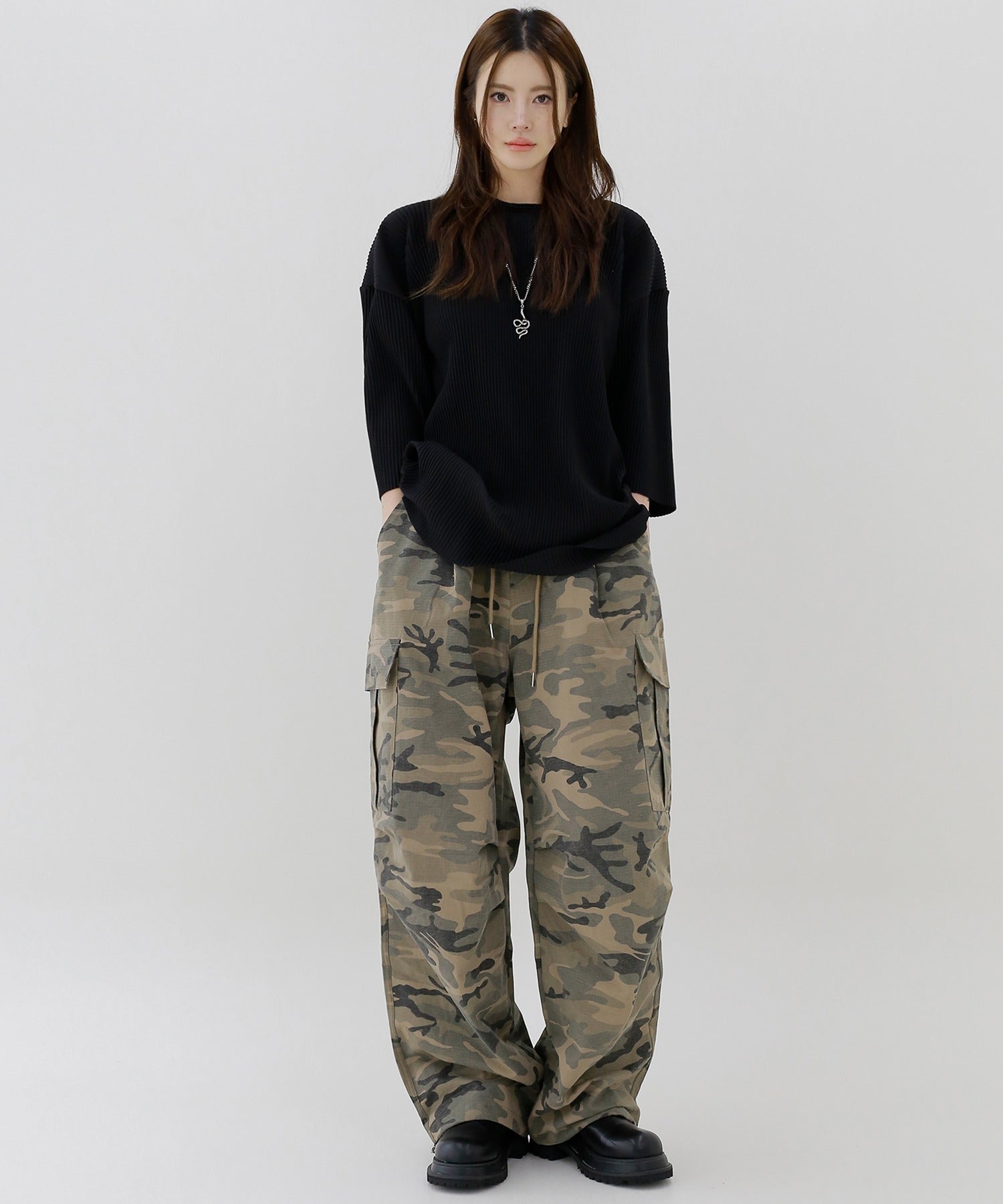 Camo Cargo Drawstring Pants