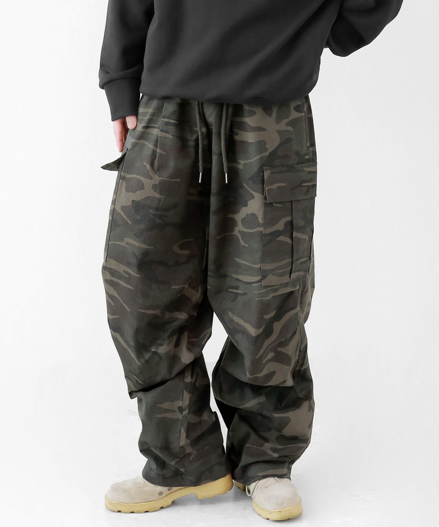 Camo Cargo Drawstring Pants