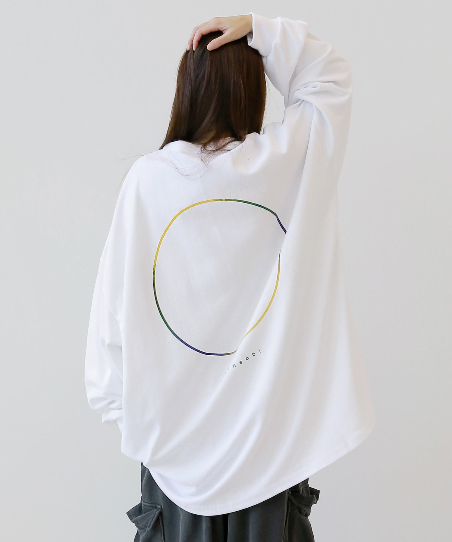 Gradient Big Circle Oversized Long Sleeve T-Shirt