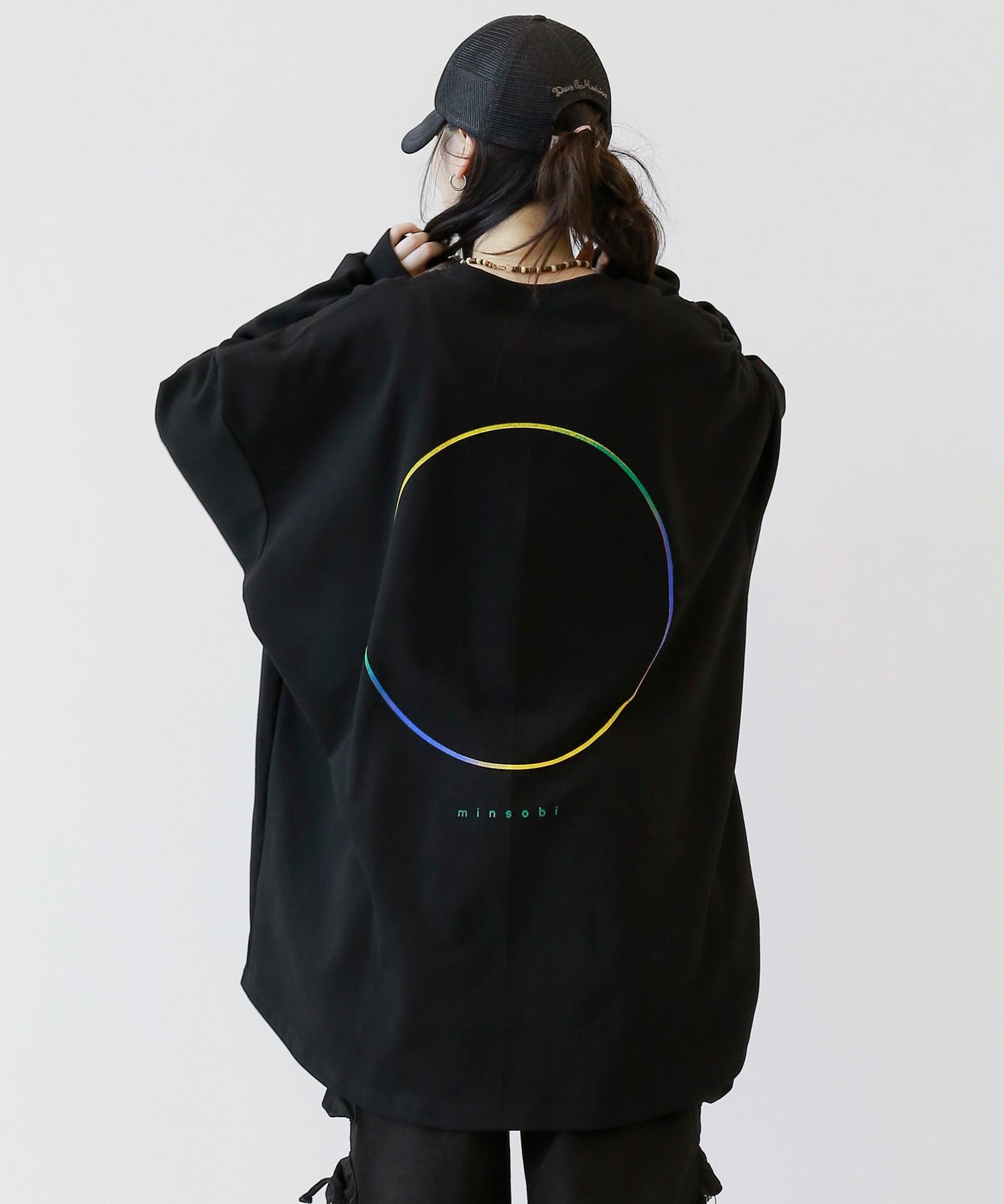 Gradient Big Circle Oversized Long Sleeve T-Shirt