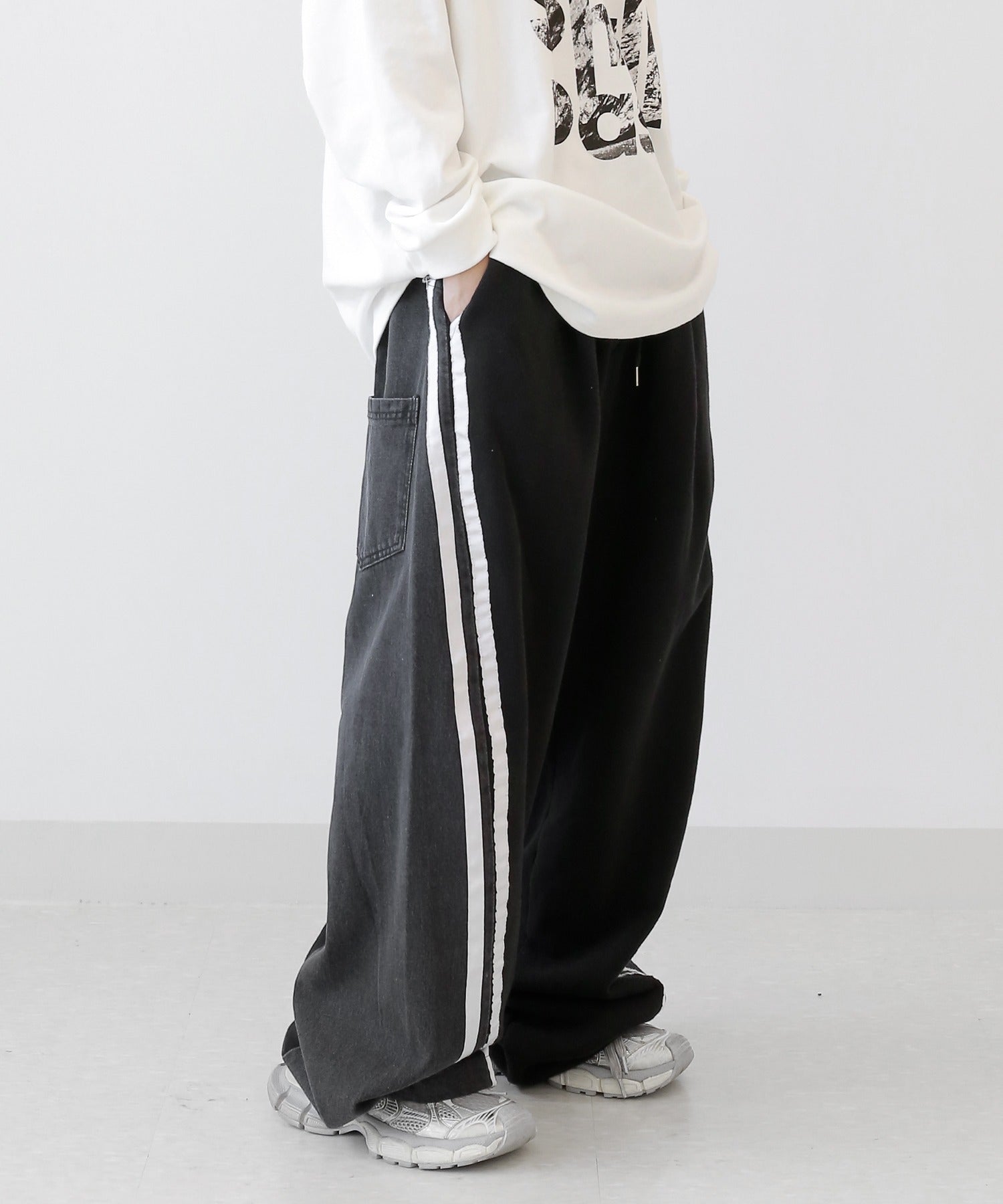 Denim Mix Side-Line Pants