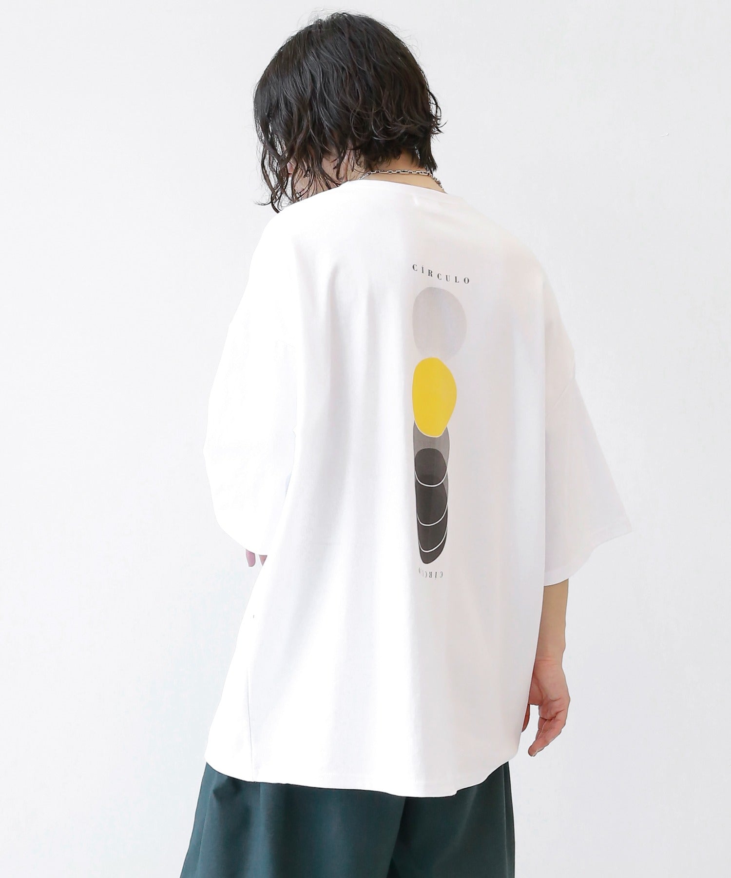 Two-tone circle short sleeve T-shirt