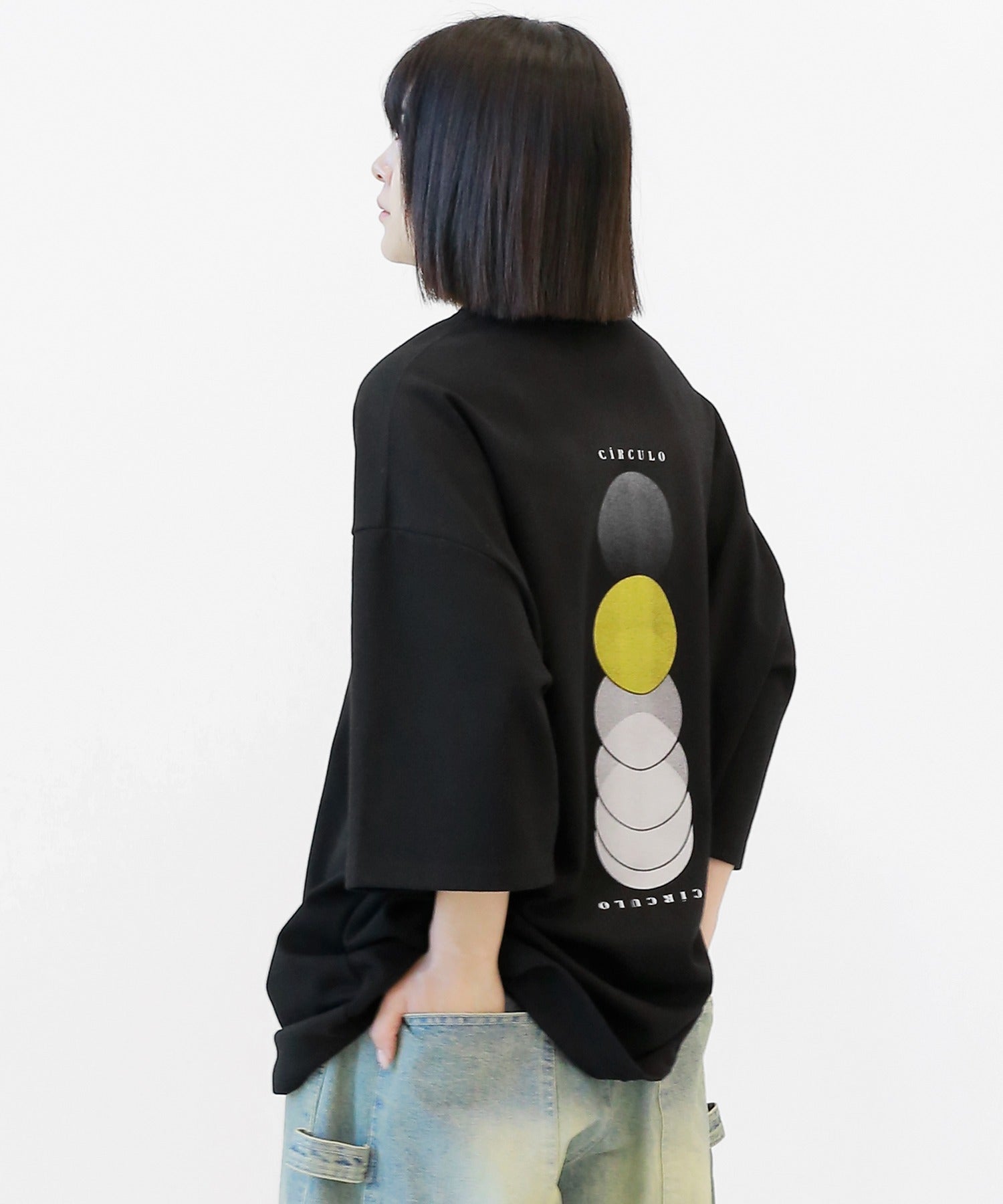 Two-tone circle short sleeve T-shirt
