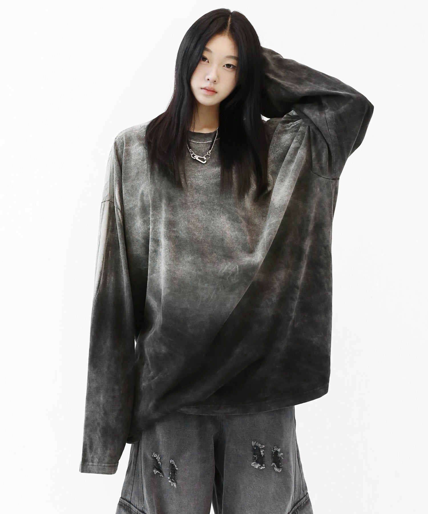 Gradient Wash Oversized Long Sleeve Tee