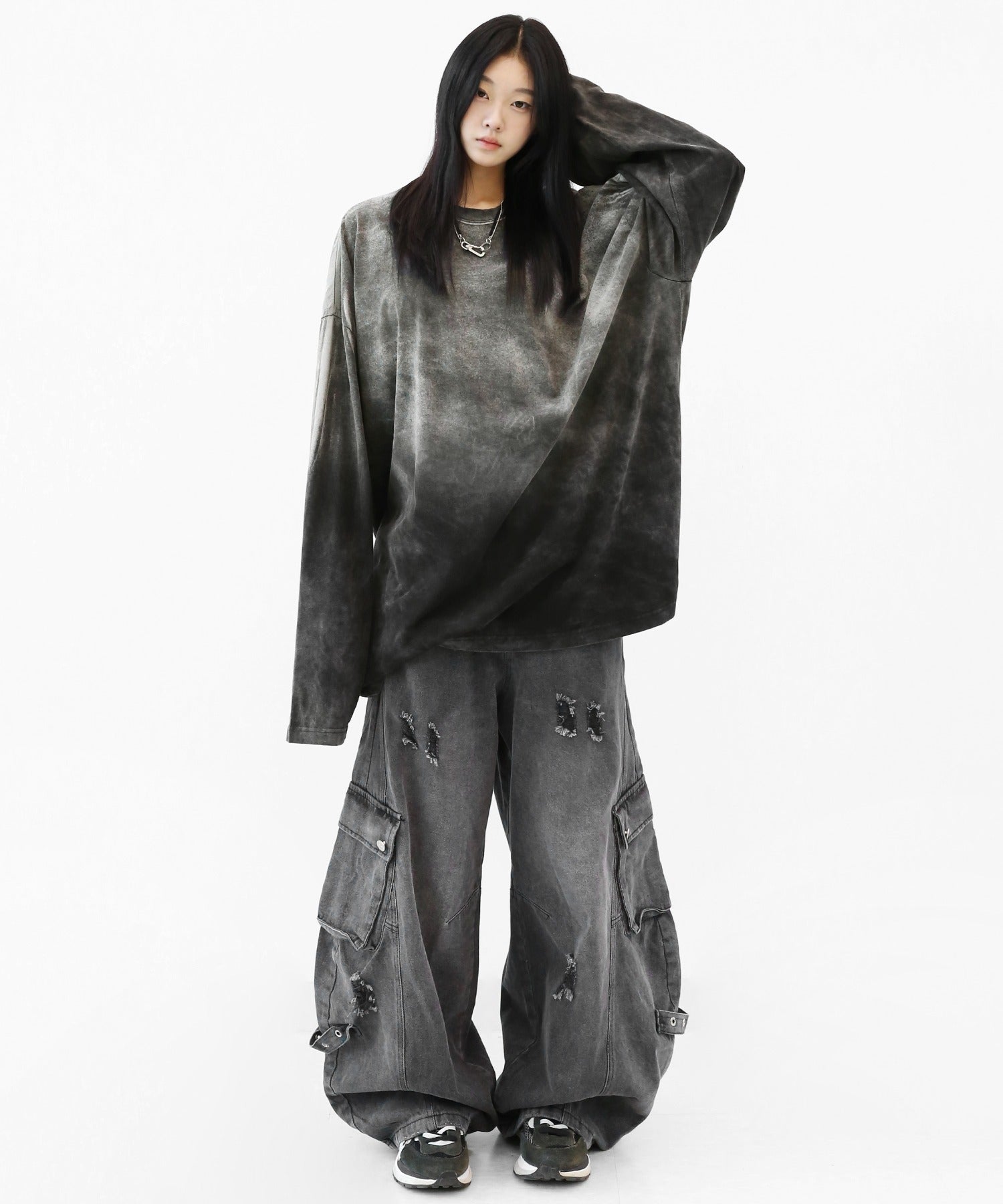 Gradient Wash Oversized Long Sleeve Tee