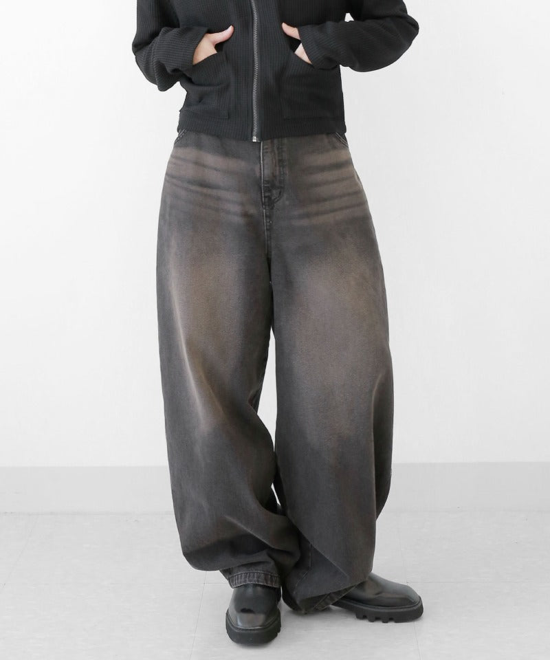 Balloon wash denim pants