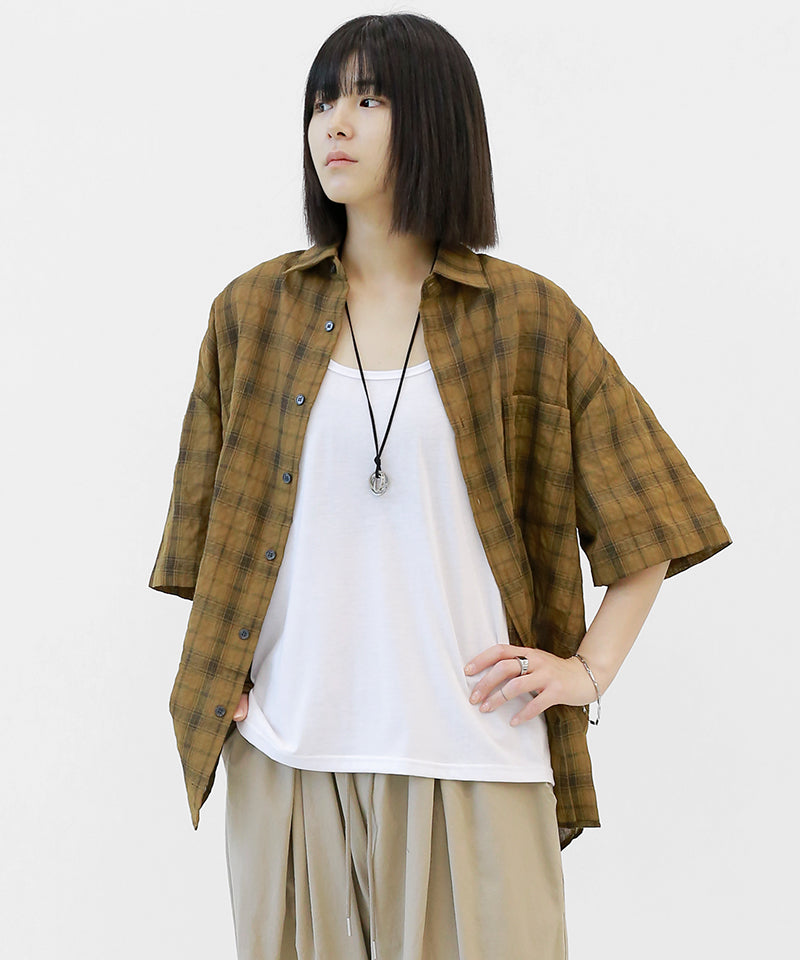 【BAON】[unisex] Heibu Seersucker Over Check Shirt Organic Seersucker Button Down Shirt – Hope & Henry