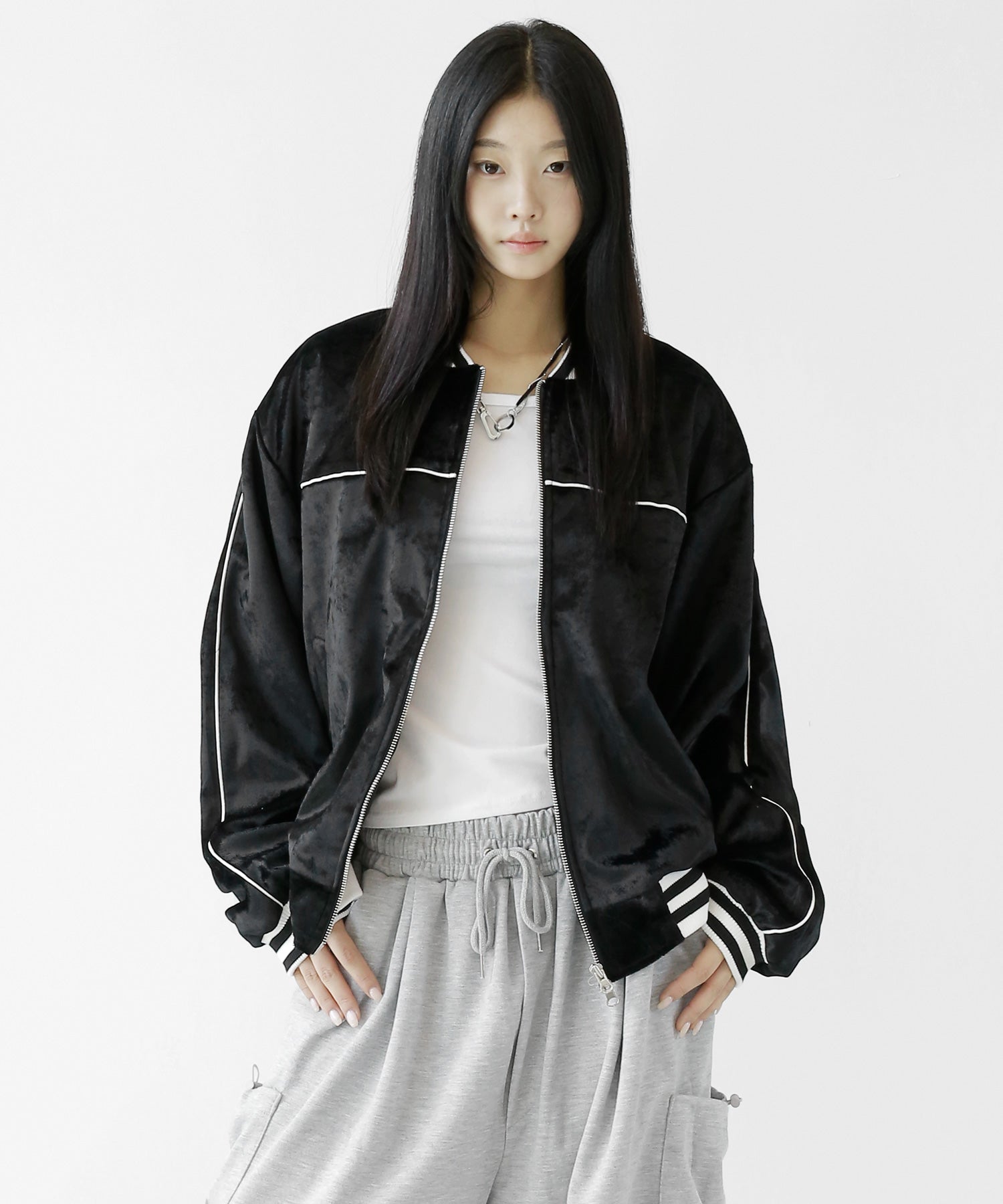 Velour Double-Zip Track Jacket