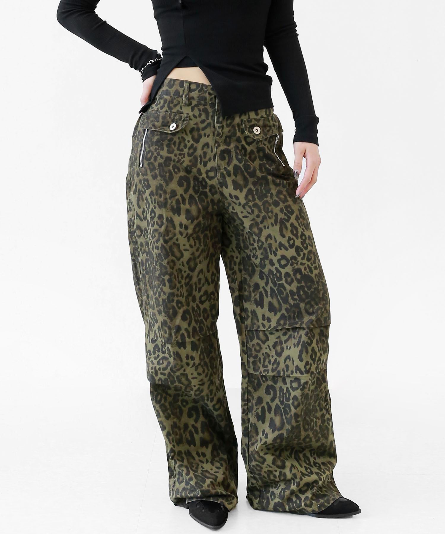 Leopard Print Wide-Leg Pants