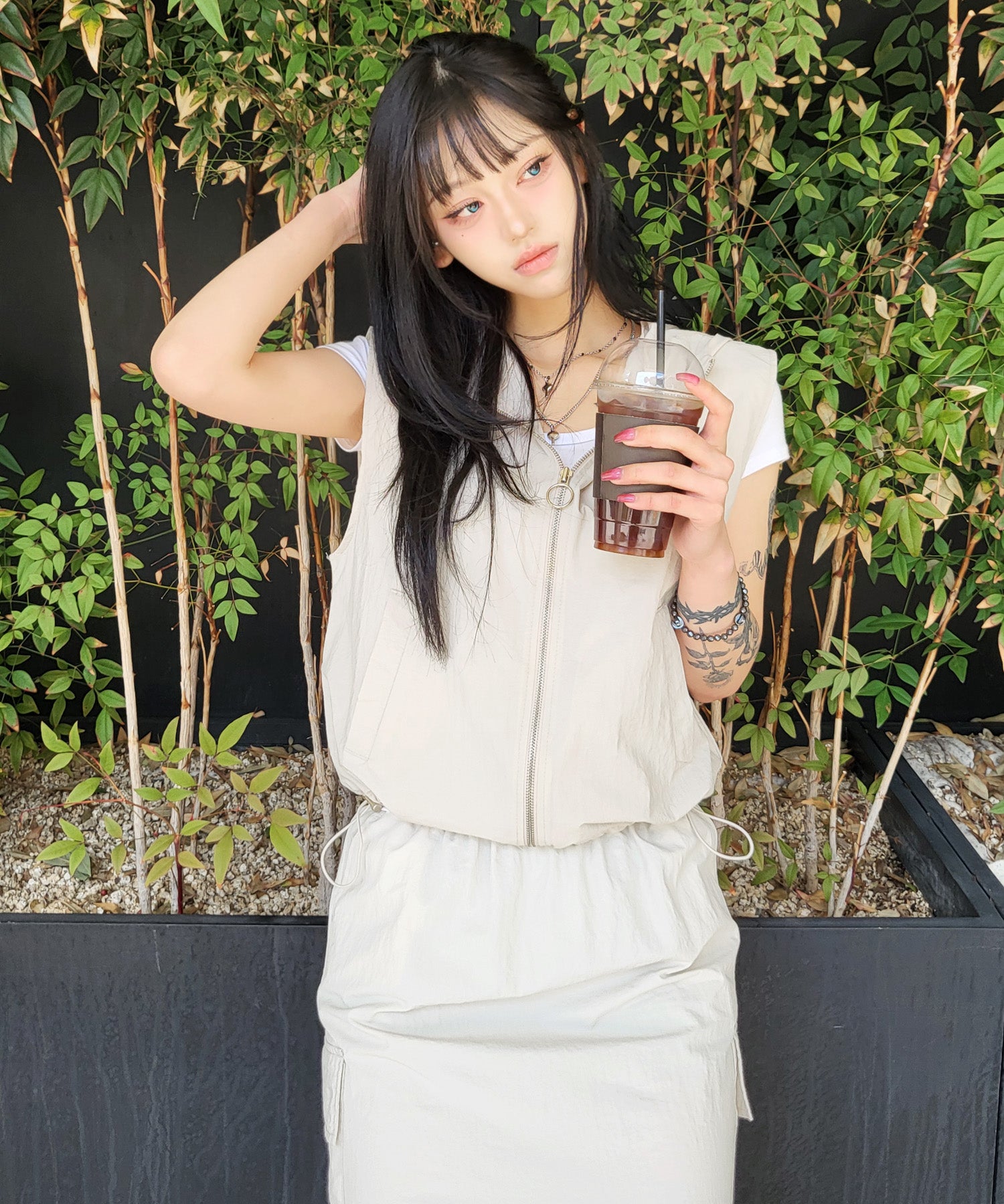 【BAON】Bonka String Nylon Anorak Short Sleeve Tee Nylon Anorak Zip Vest
