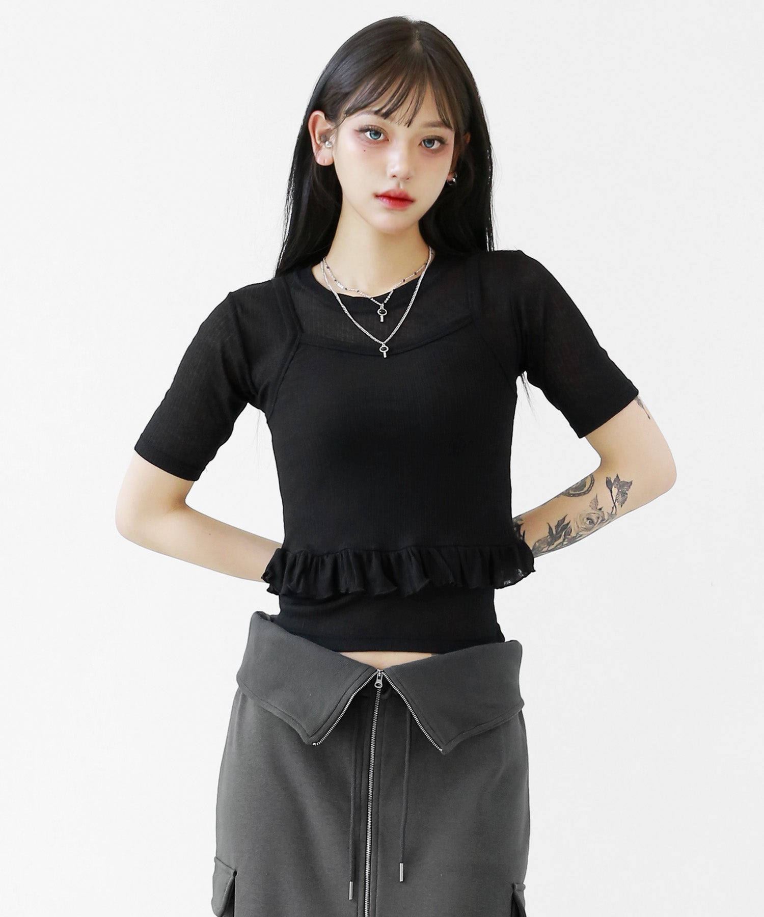 Sheer Layered Cami Crop Top