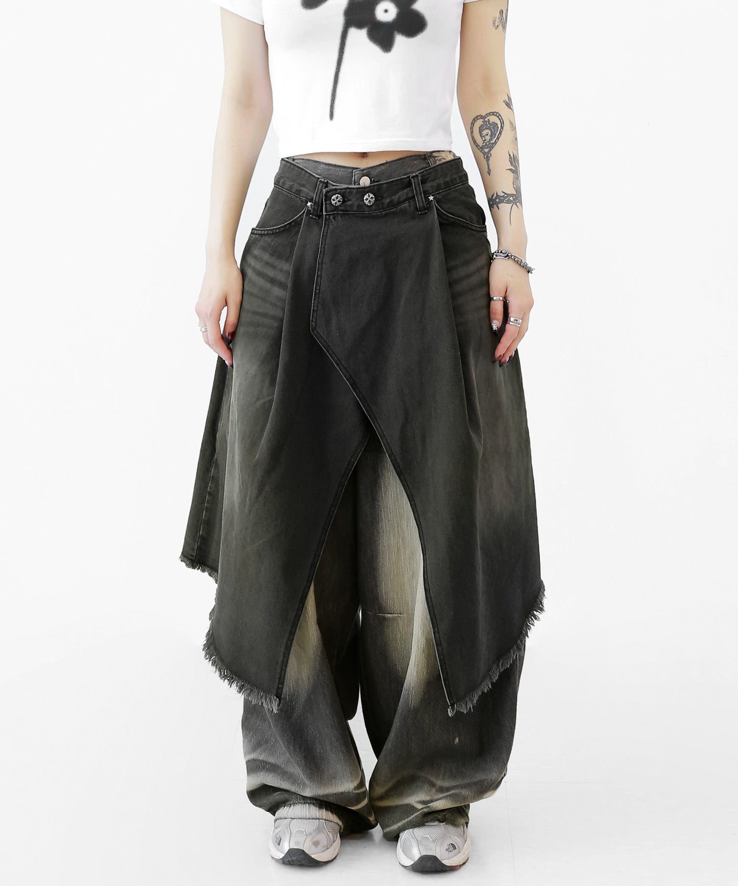 Asymmetrical Wrap Denim Skirt