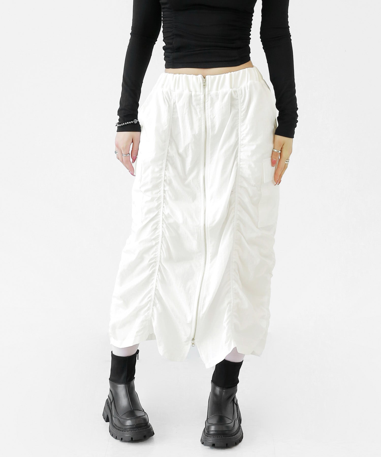 Active Shirred Cargo Nylon Skirt