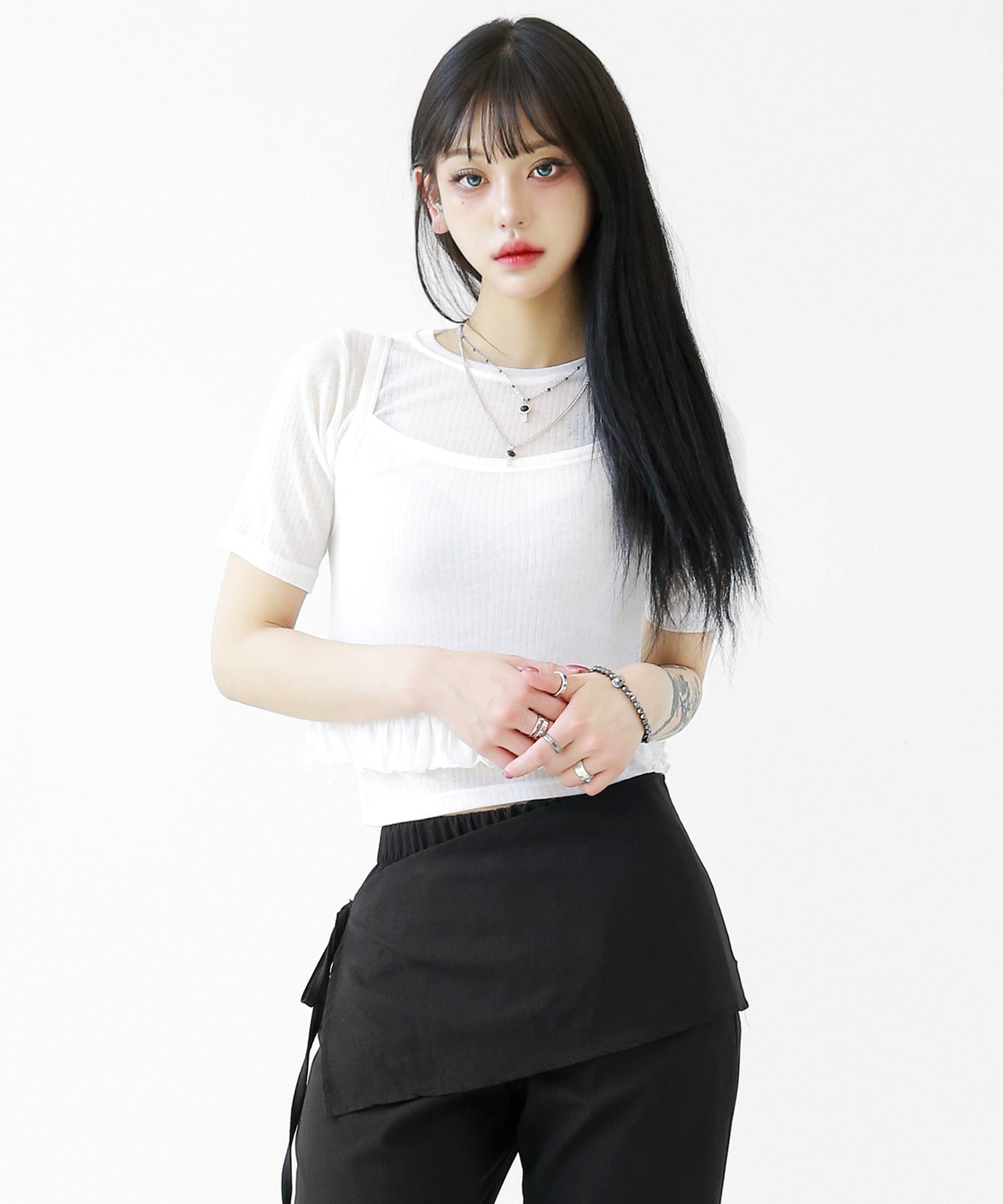 Sheer Layered Cami Crop Top