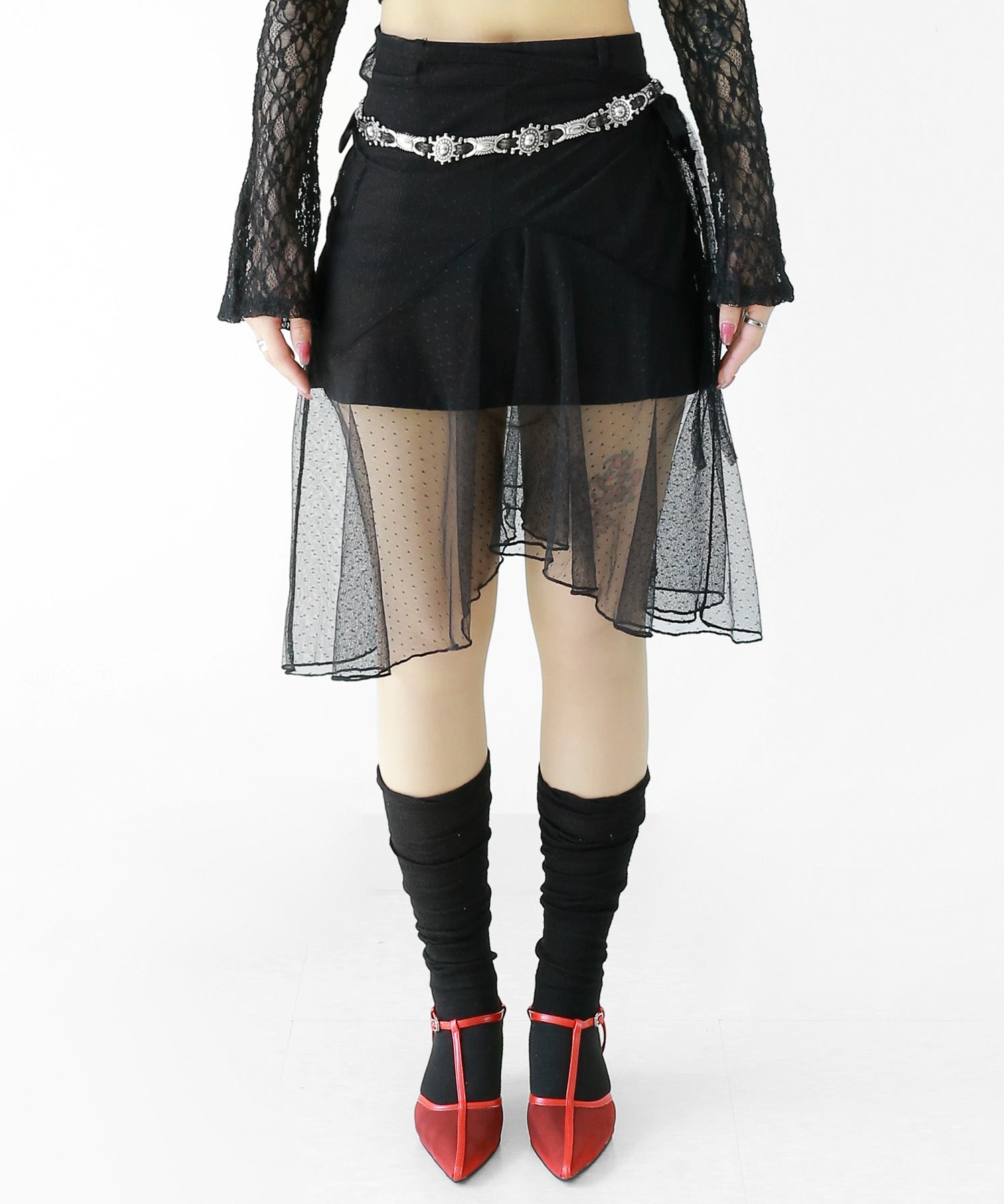Dot Lace Wrap Skirt – Sheer Layered Statement Piece