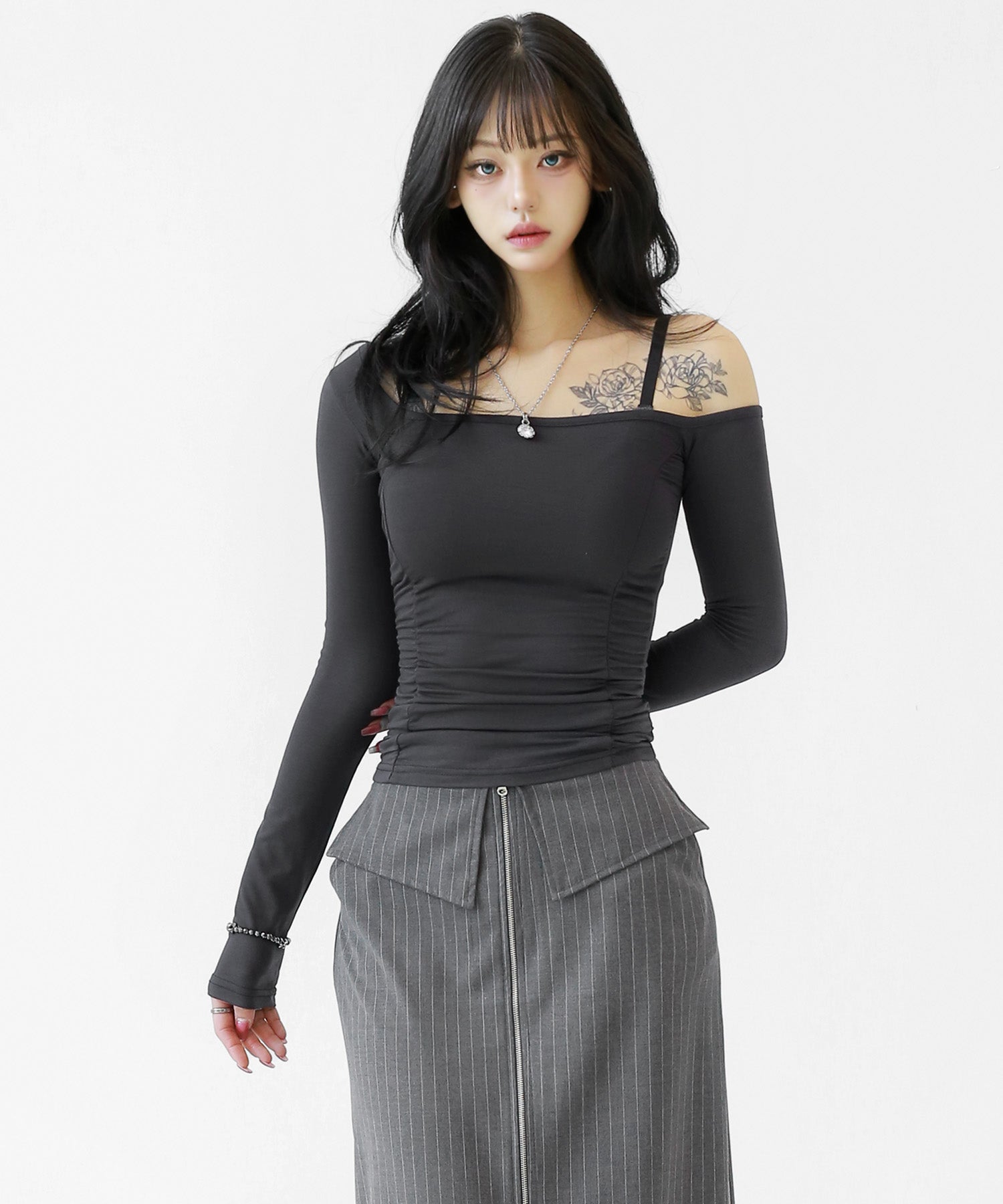 Asymmetrical One Shoulder Shirred Crop Top