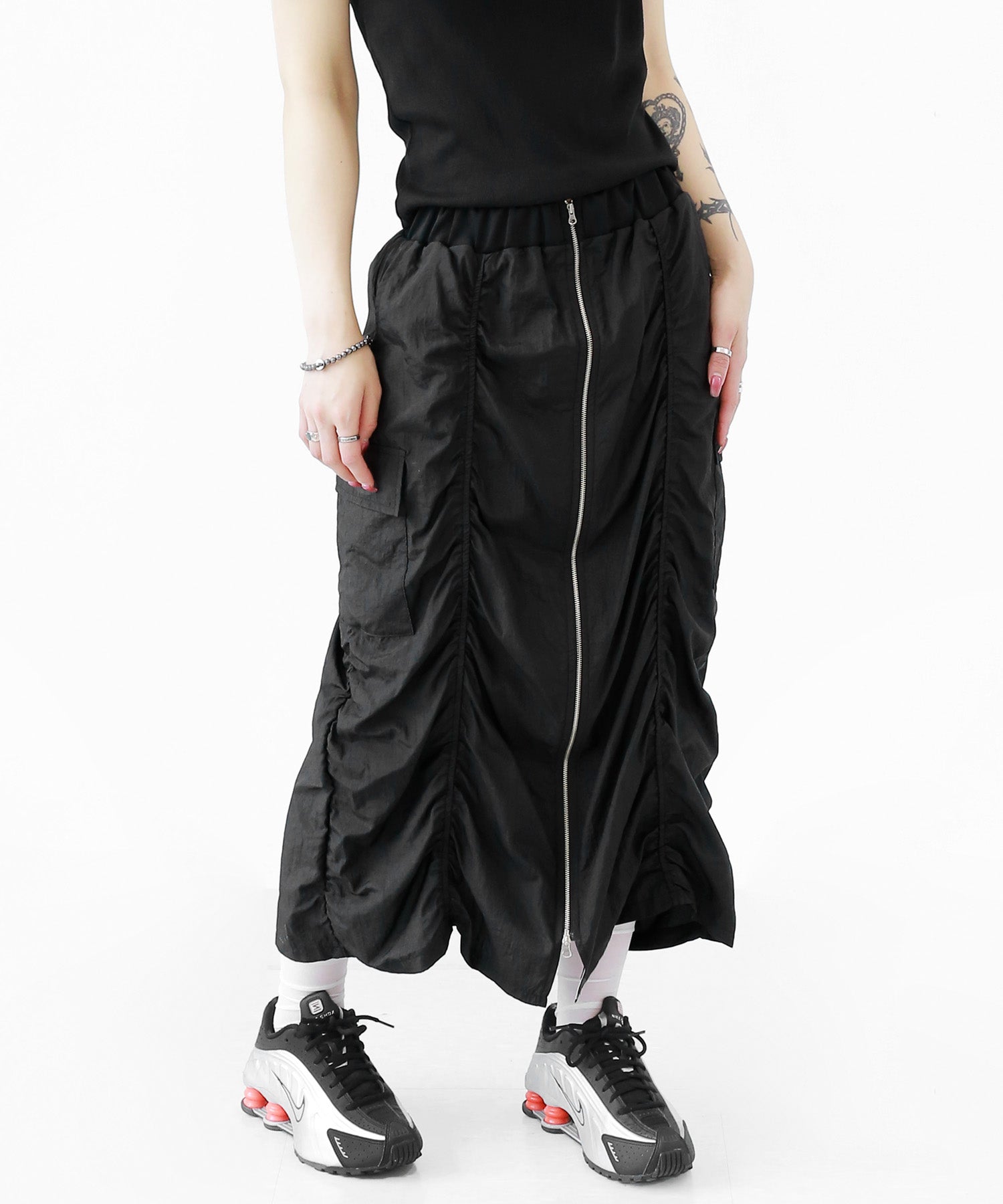 Active Shirred Cargo Nylon Skirt