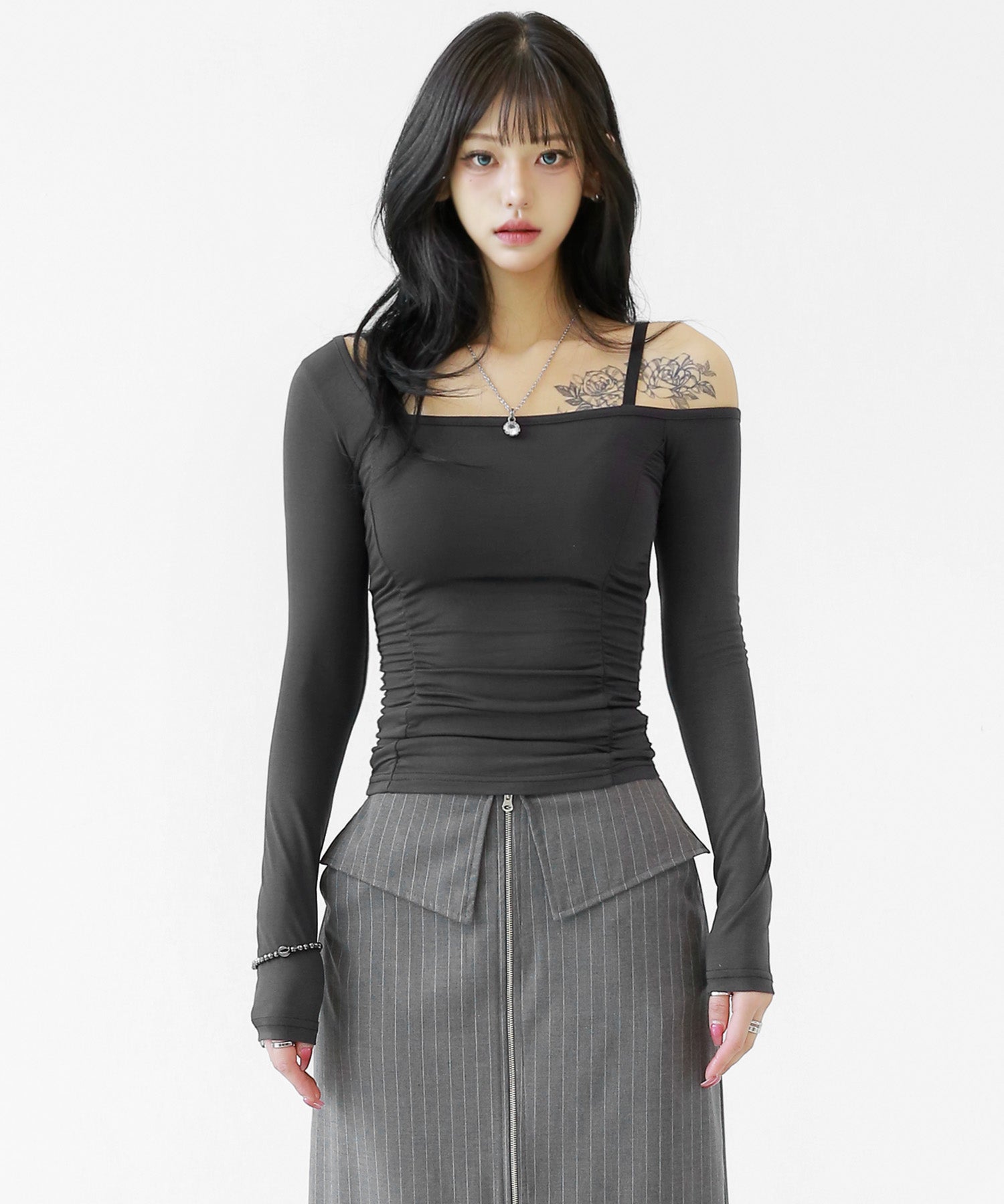 Asymmetrical One Shoulder Shirred Crop Top