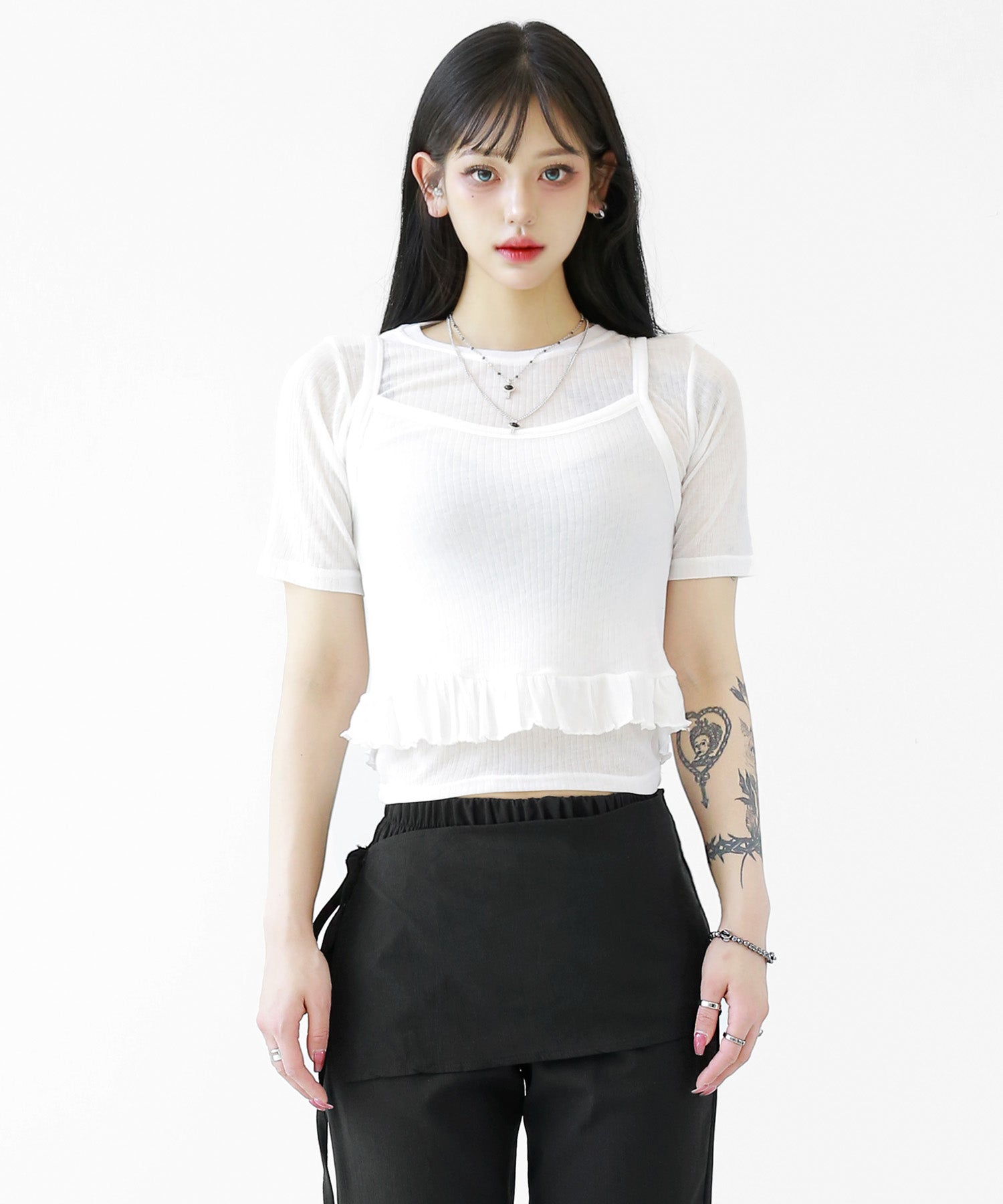 Sheer Layered Cami Crop Top