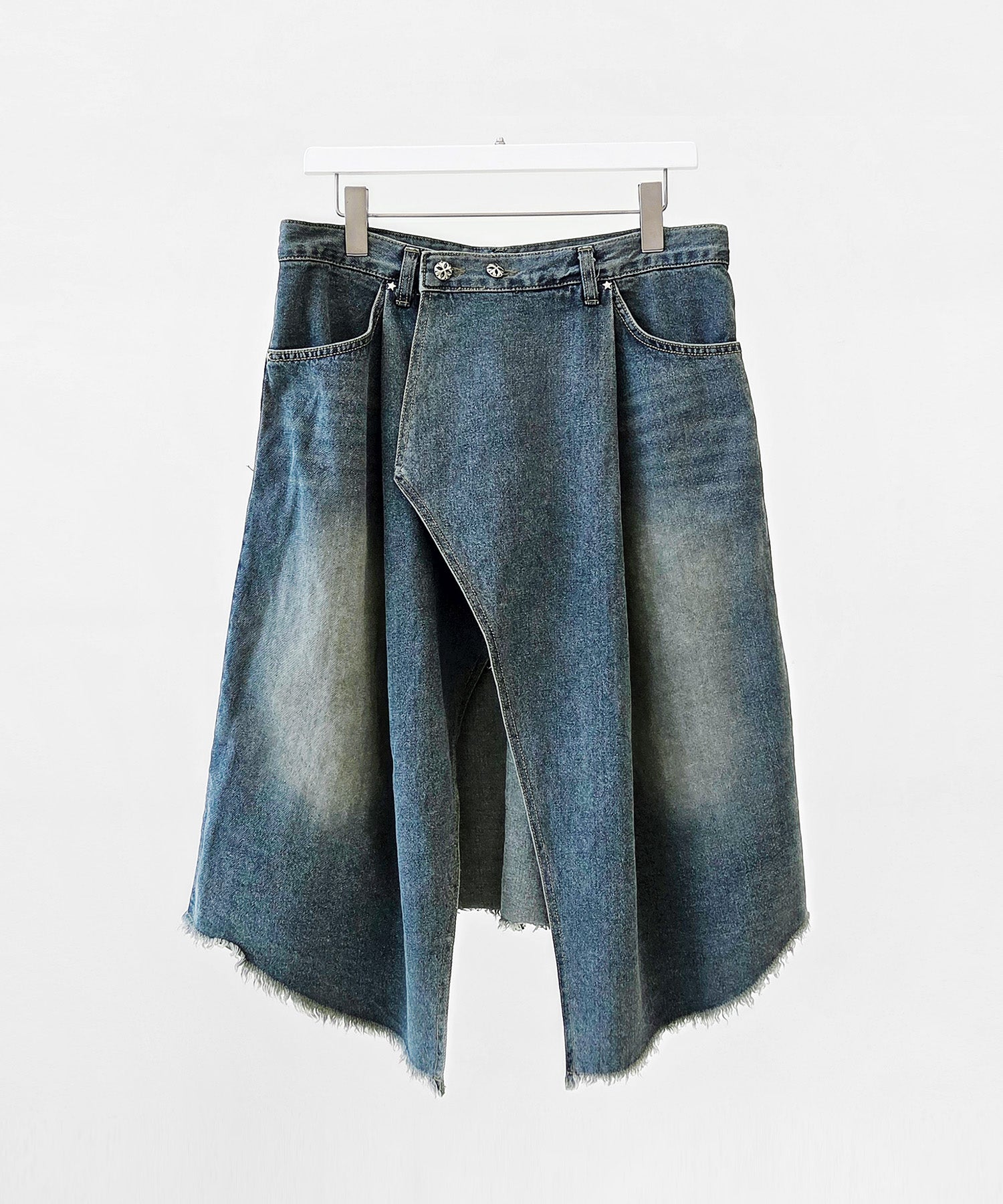 Asymmetrical Wrap Denim Skirt