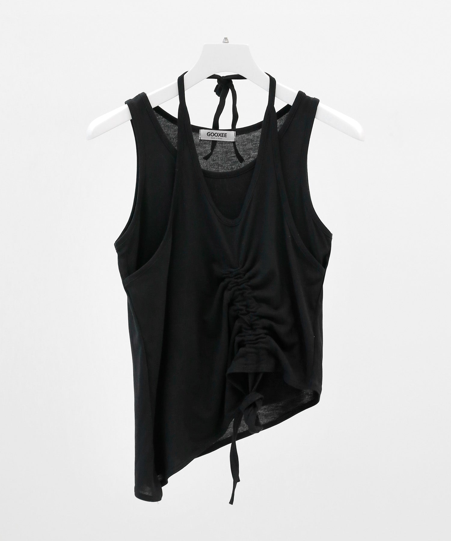 Layered Shirring Sleeveless Top