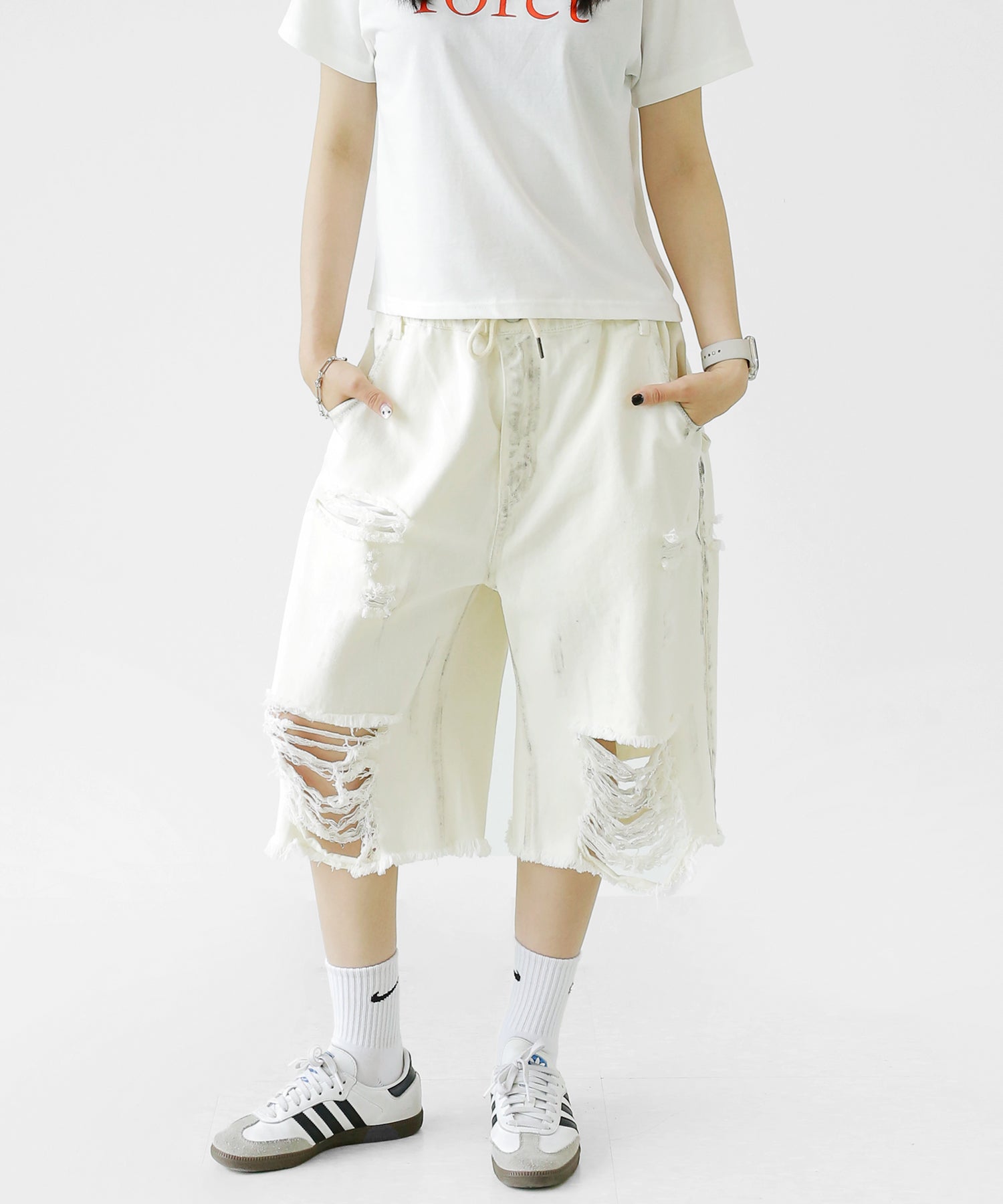 Grunge Paint Denim Shorts