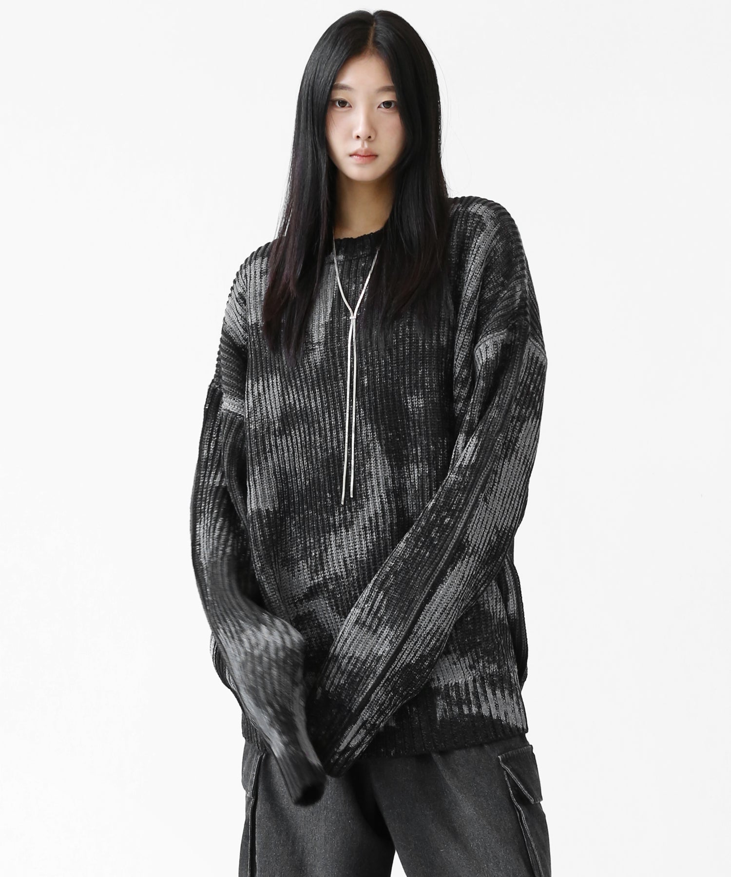 Dirty-Touch Grunge Rib Knit Top