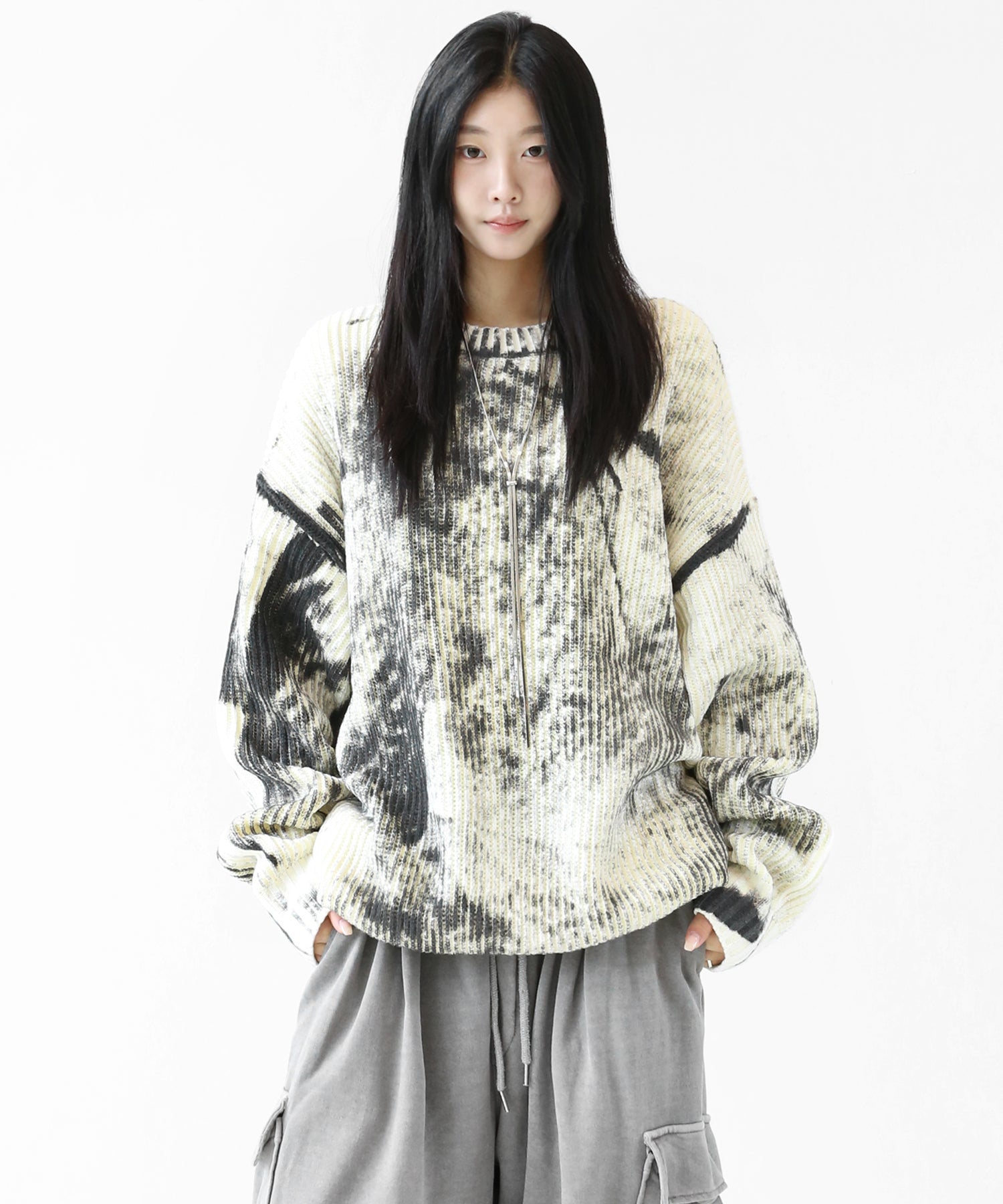 Dirty-Touch Grunge Rib Knit Top