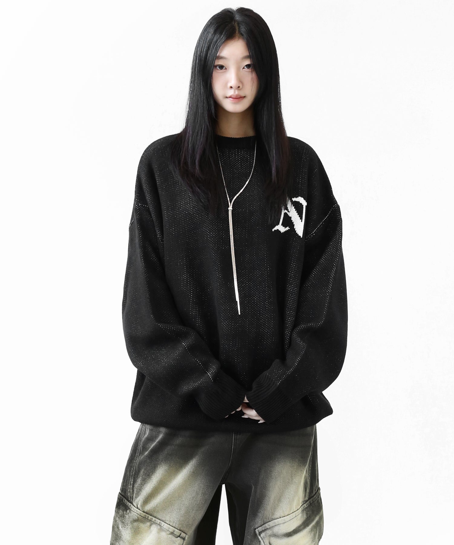 Spray Heart Graphic Knit Sweater