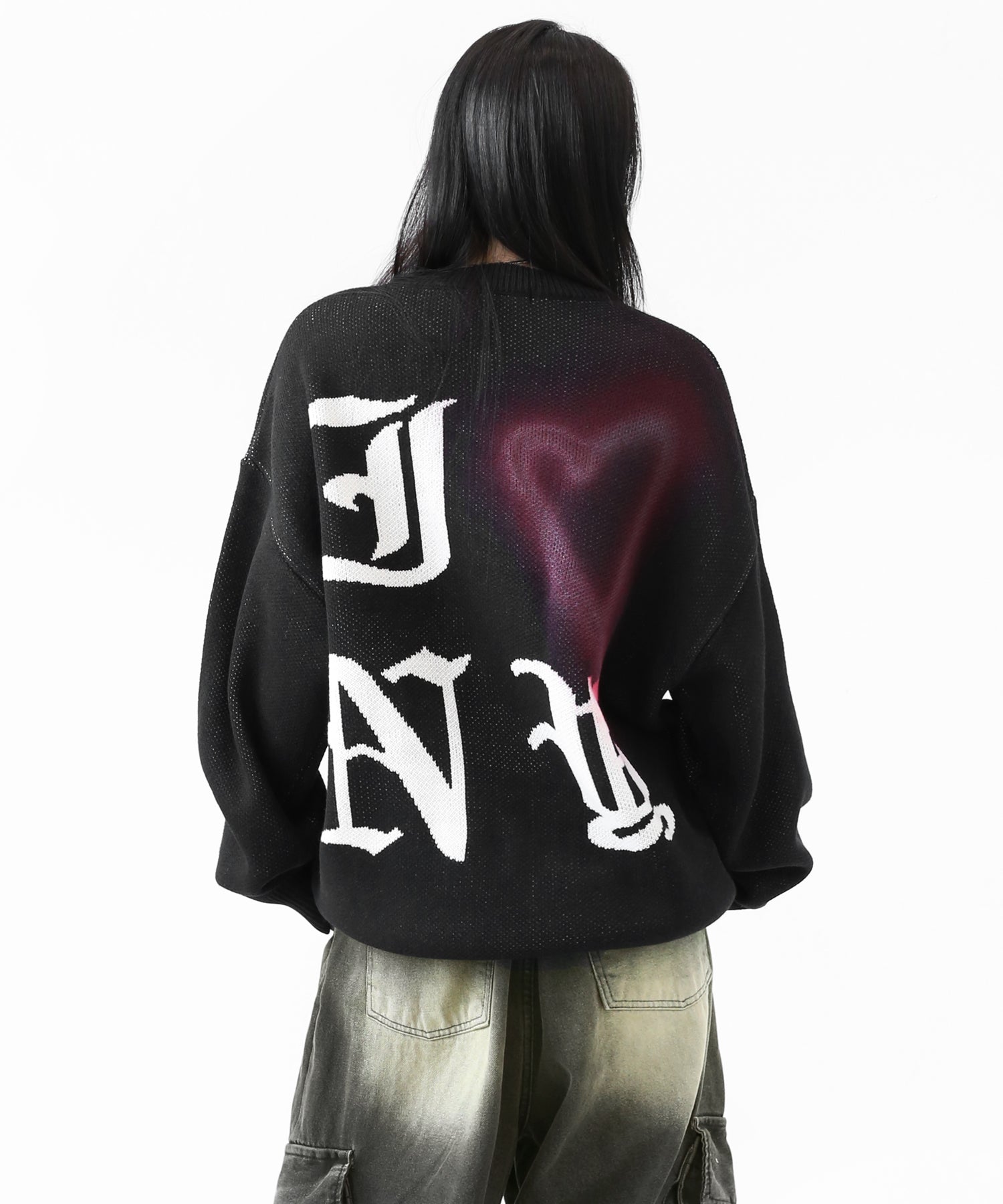 Spray Heart Graphic Knit Sweater