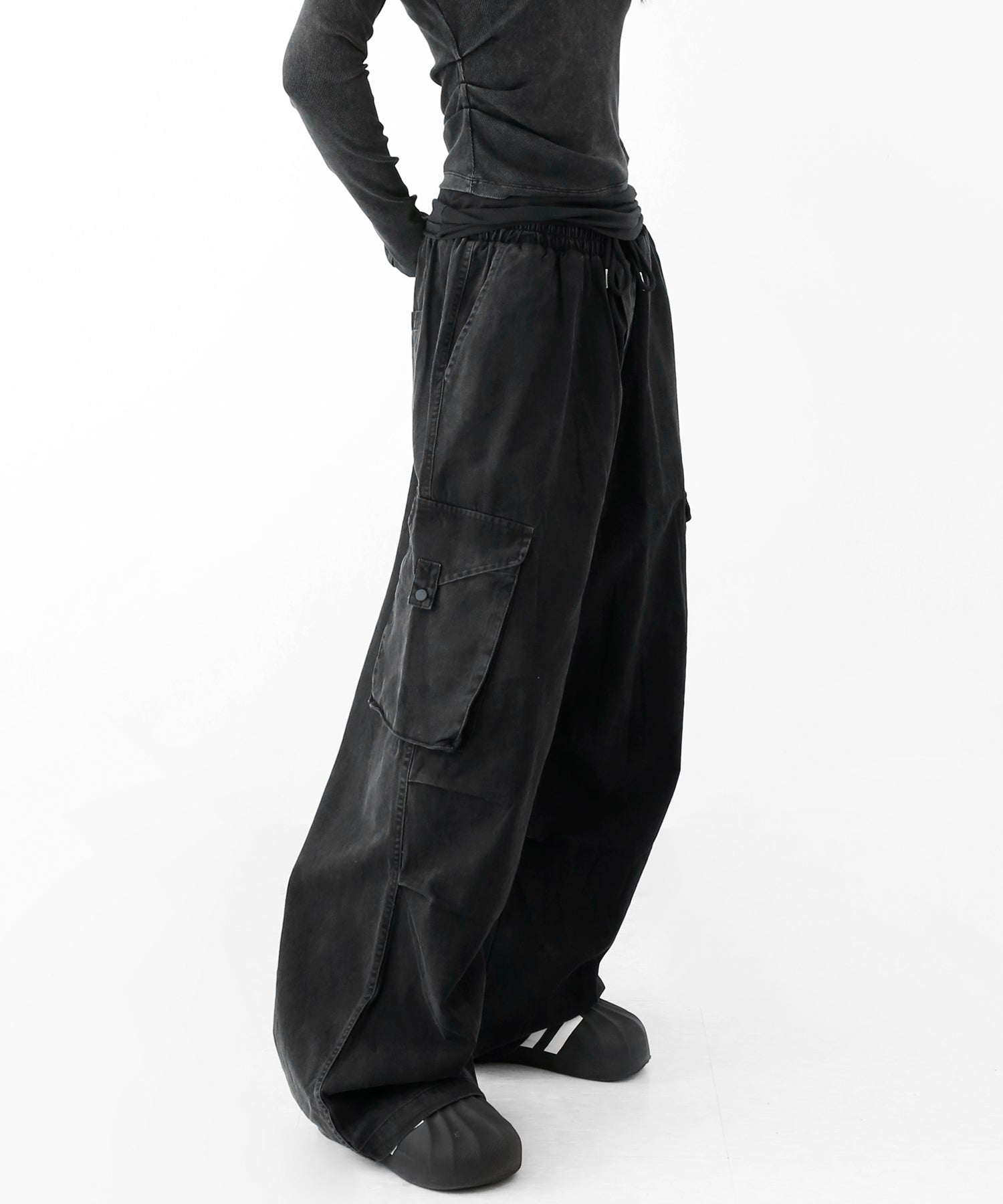 Black Wash Cargo Pants