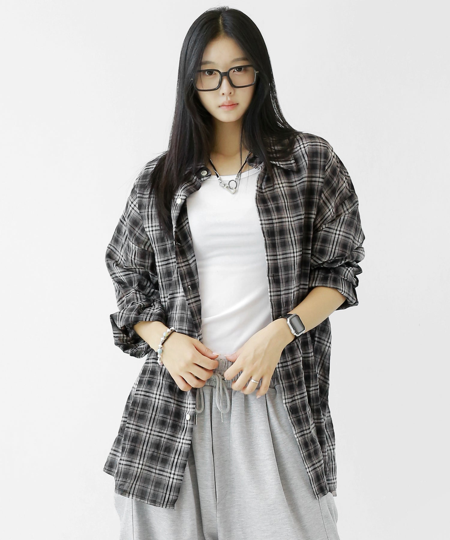 Sheer Check Layered Shirt