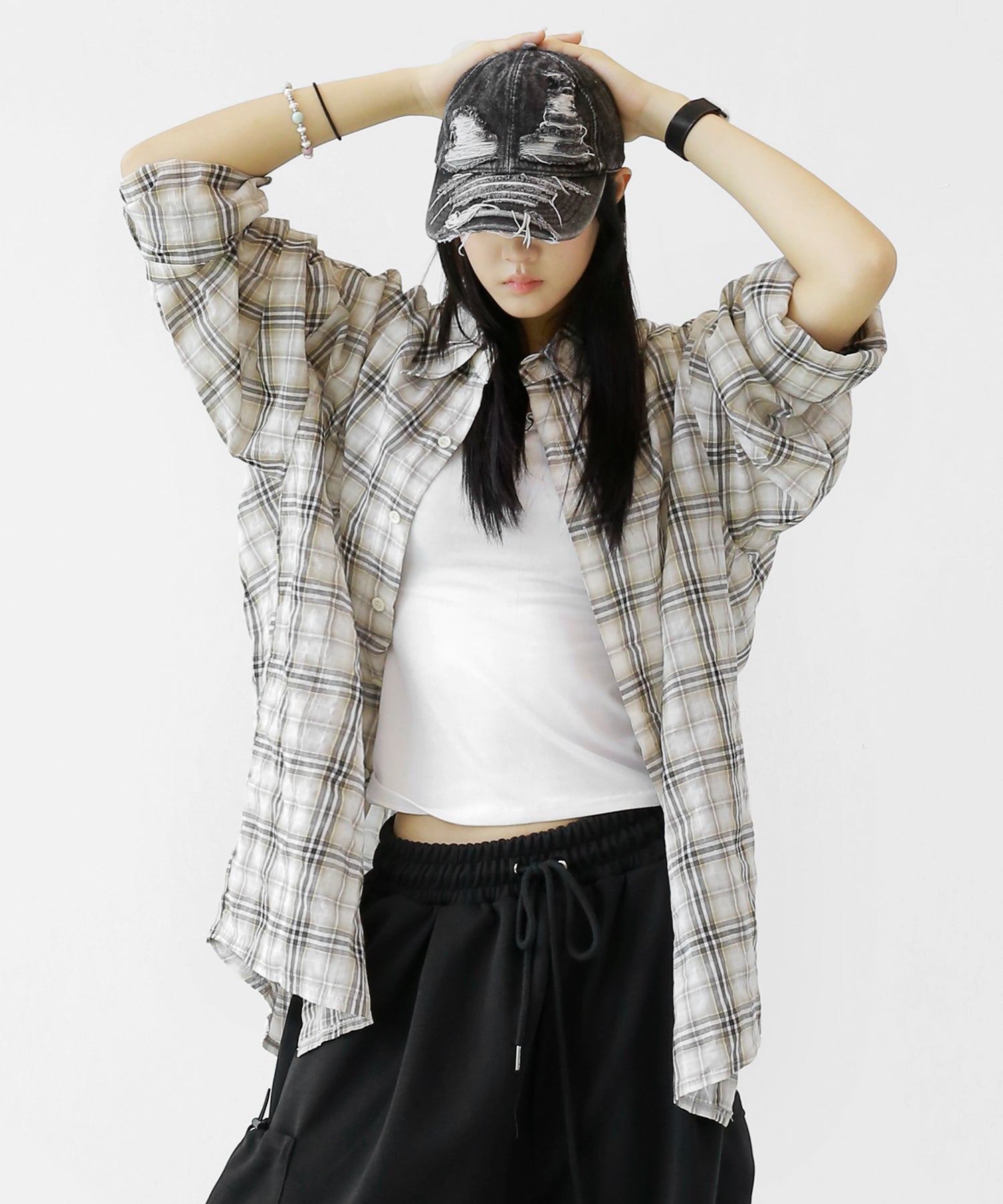 Sheer Check Layered Shirt