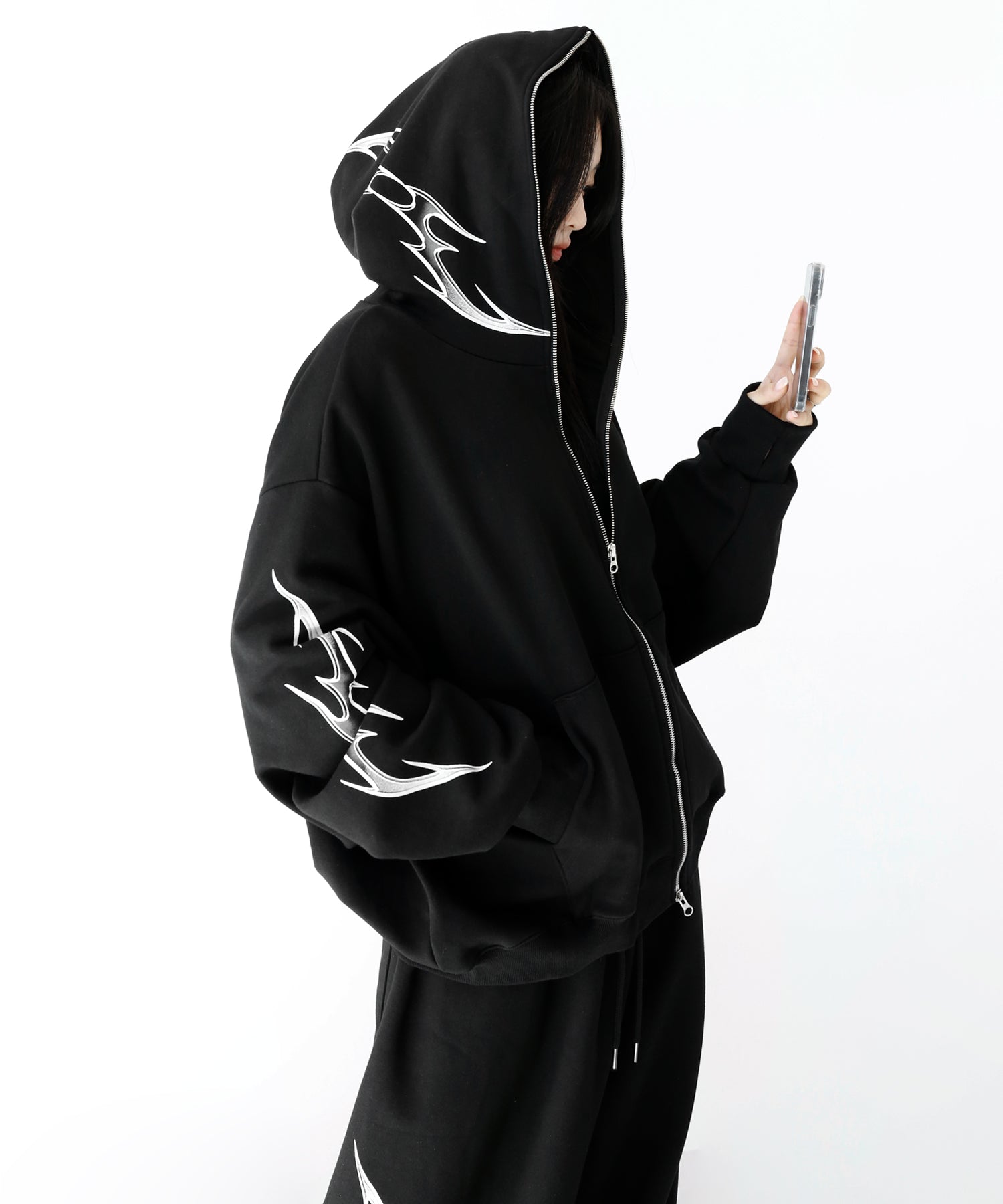 Tribal Graphic Zip-Up Hoodie (Set-Up Available)